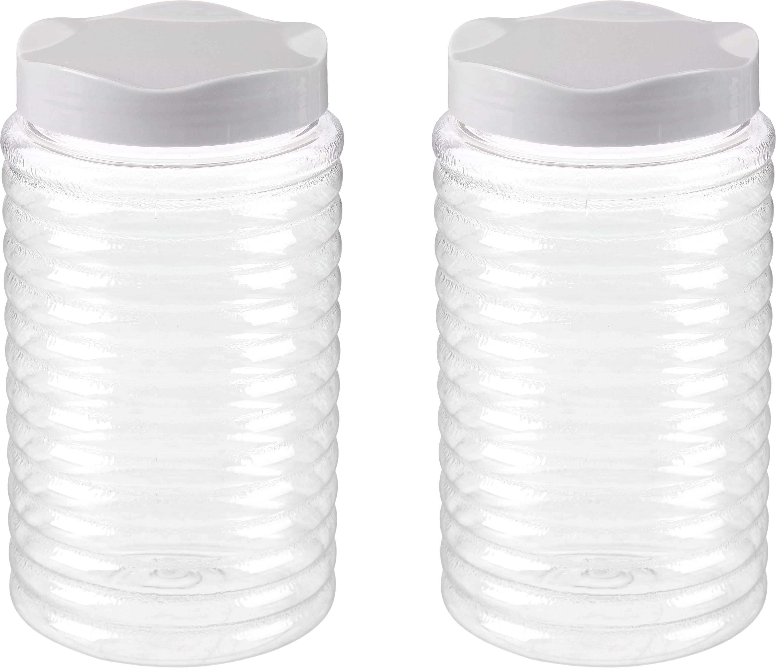 Winner Plast Plastic Storage Jar Set, 2 Pieces, 1.25 Liters - Clear Light Grey