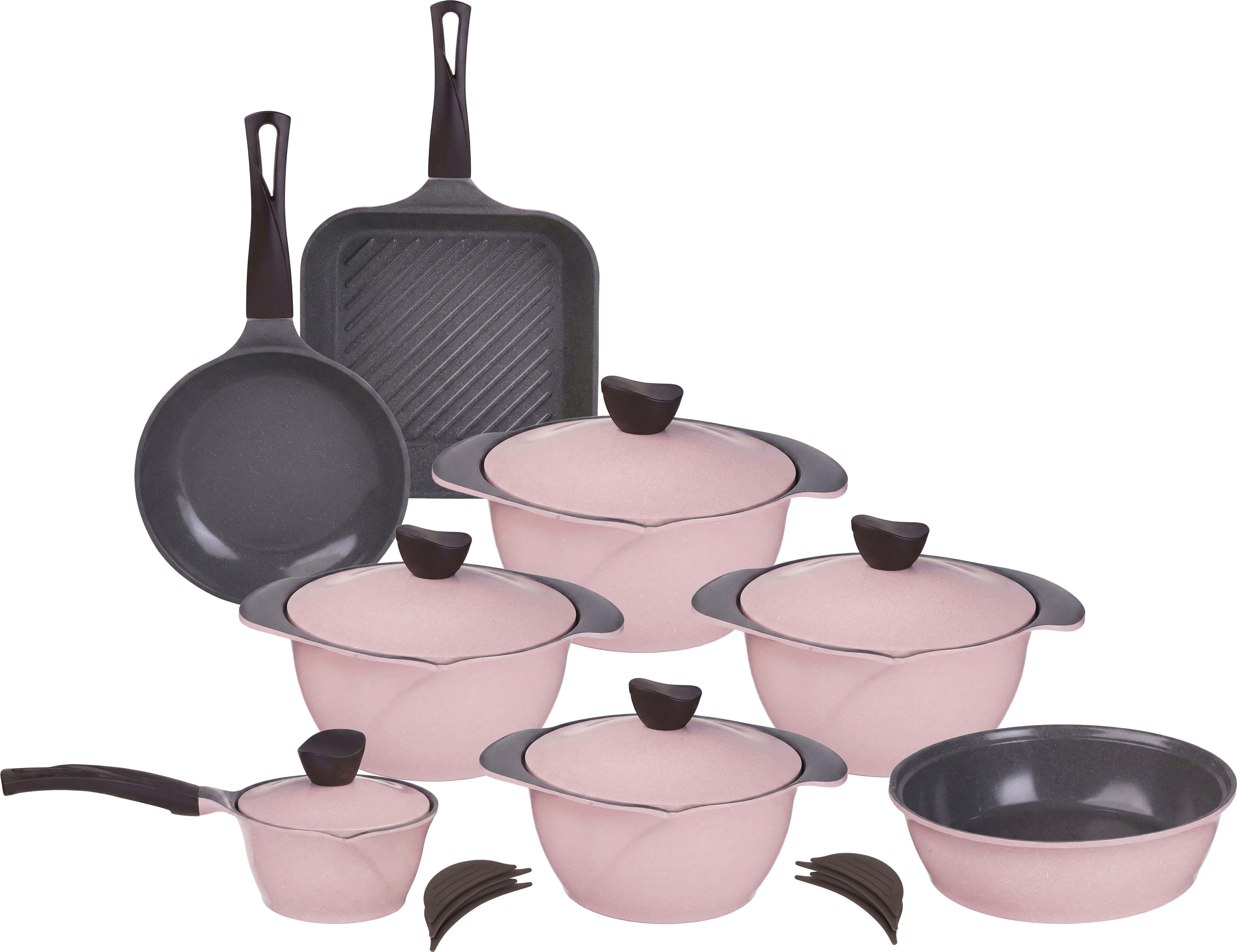 Master Granite Pots Set, 17 Pieces - Rose