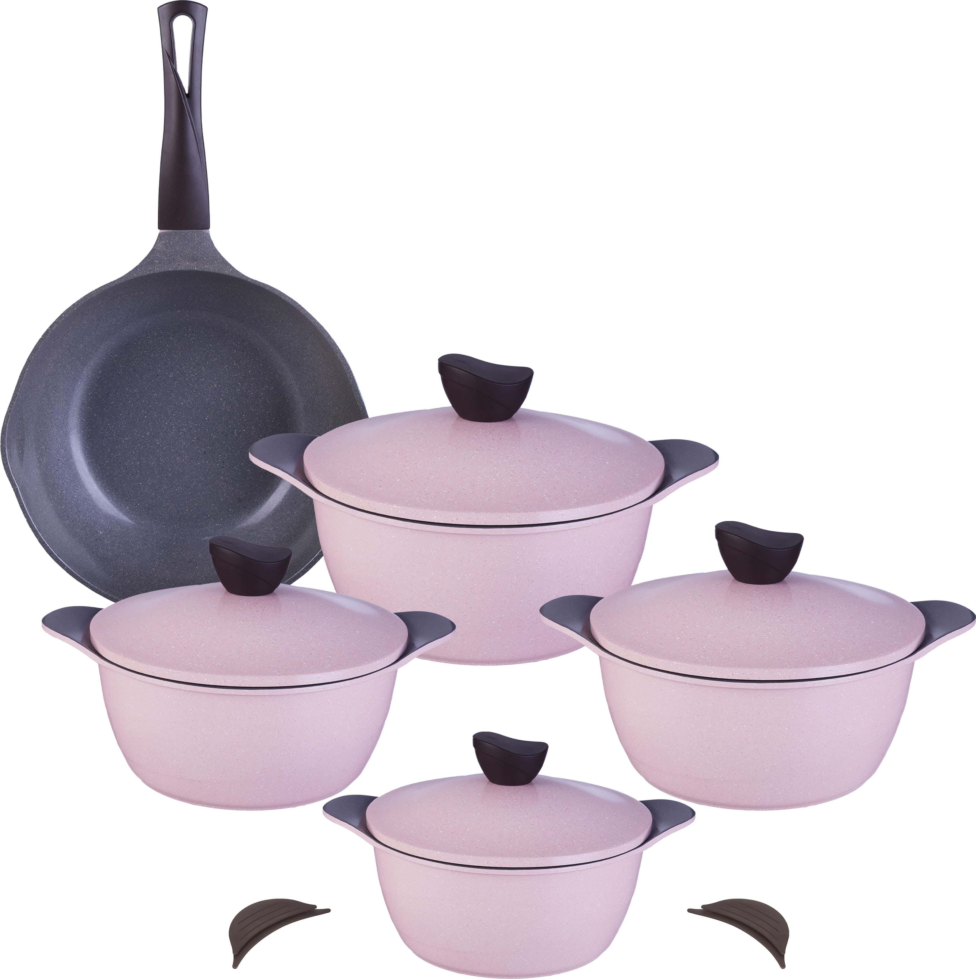 Master Wave Granite Pots Set, 11 Pieces - Rose