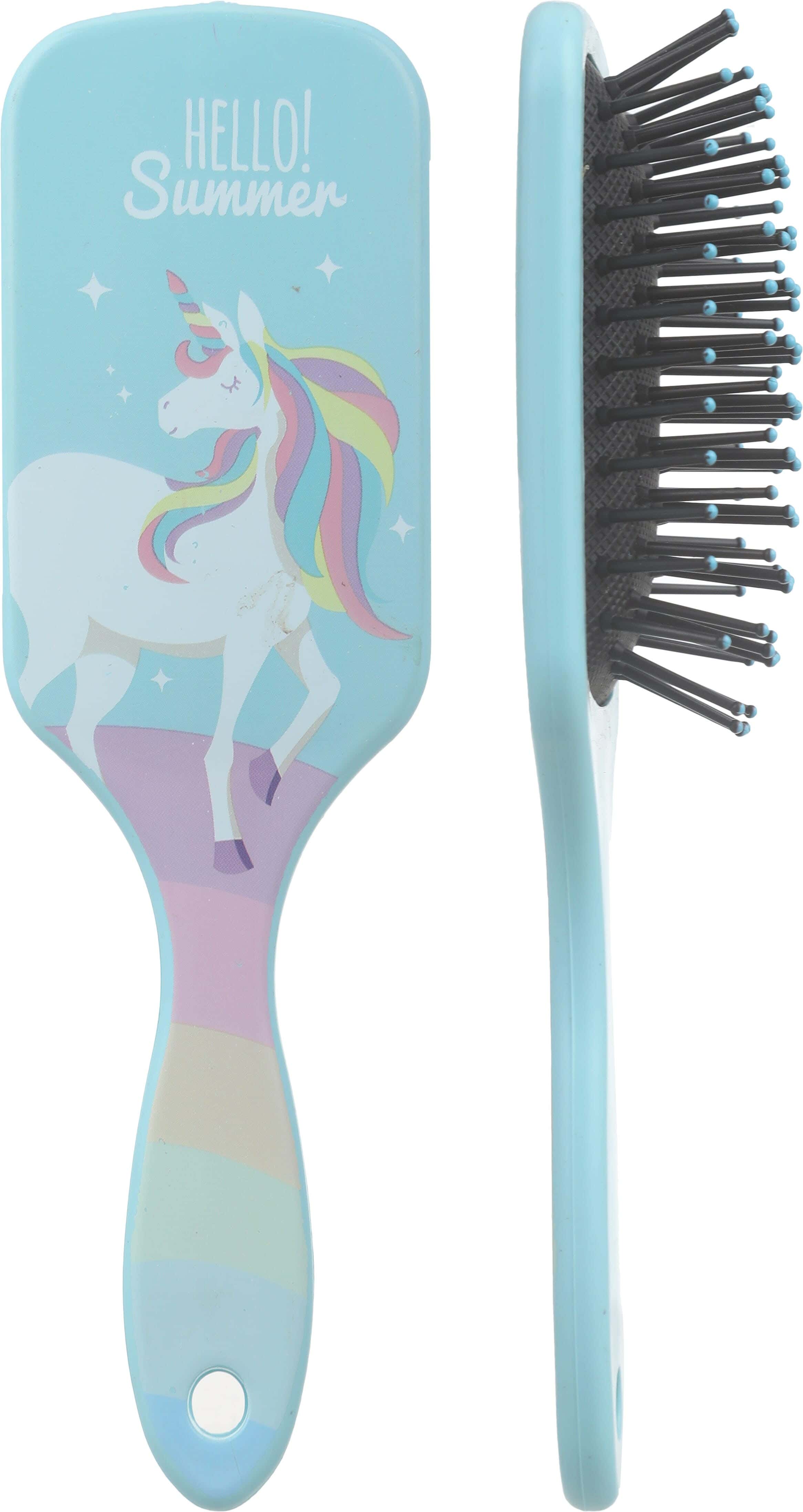 Bonita Plastic Rectangular Hair Brush, 18×6 cm - Light Blue Black