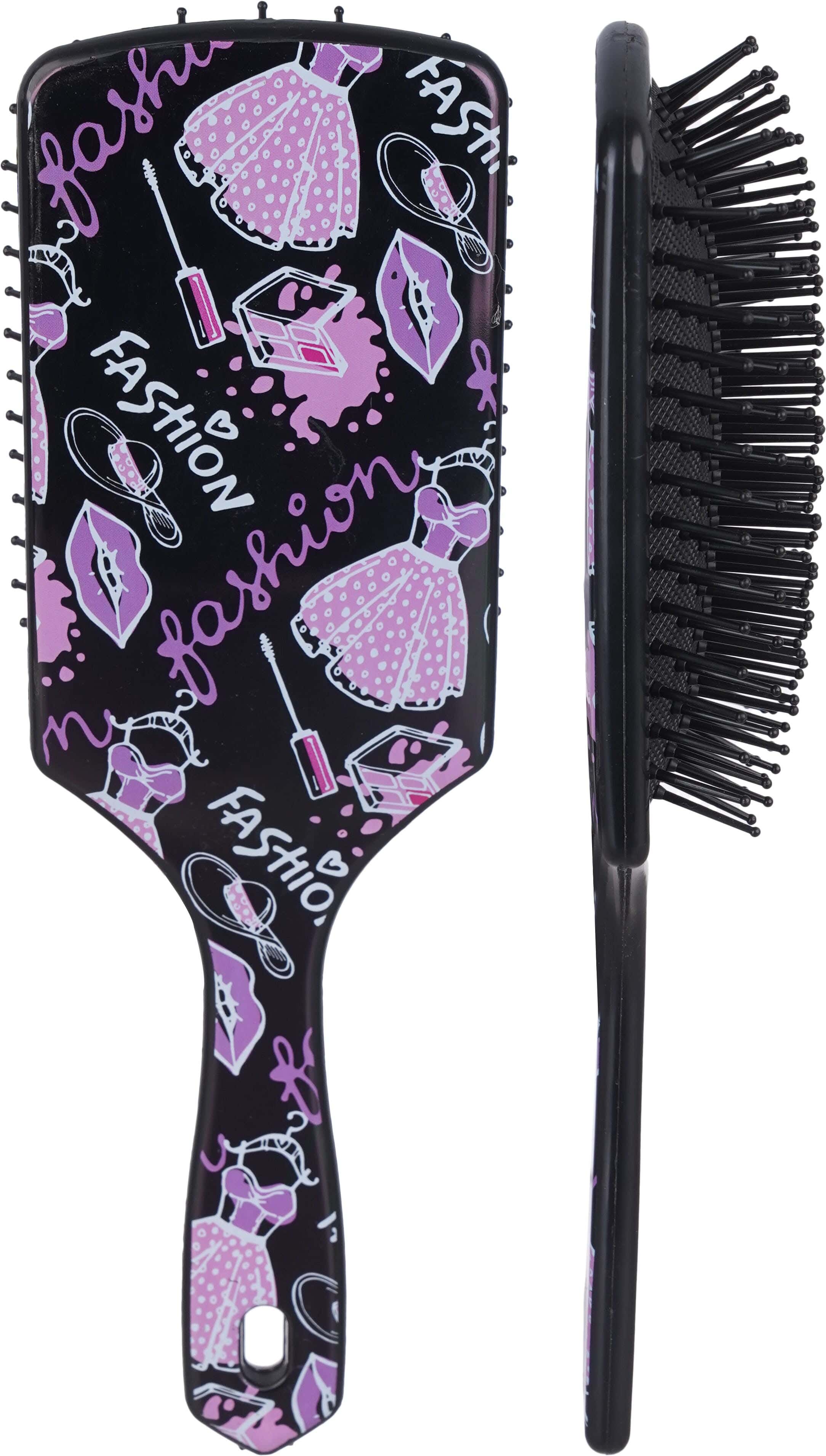 Rectangular Plastic Hair Brush, 23.5×7.5 cm - Black Mauve