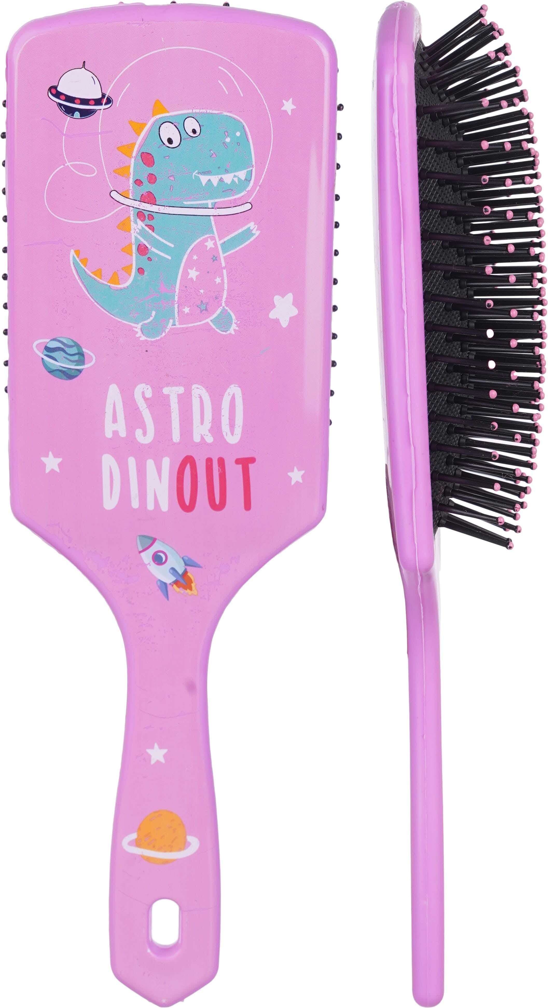 Rectangular Plastic Hair Brush, 23.5×7.5 cm - Pink