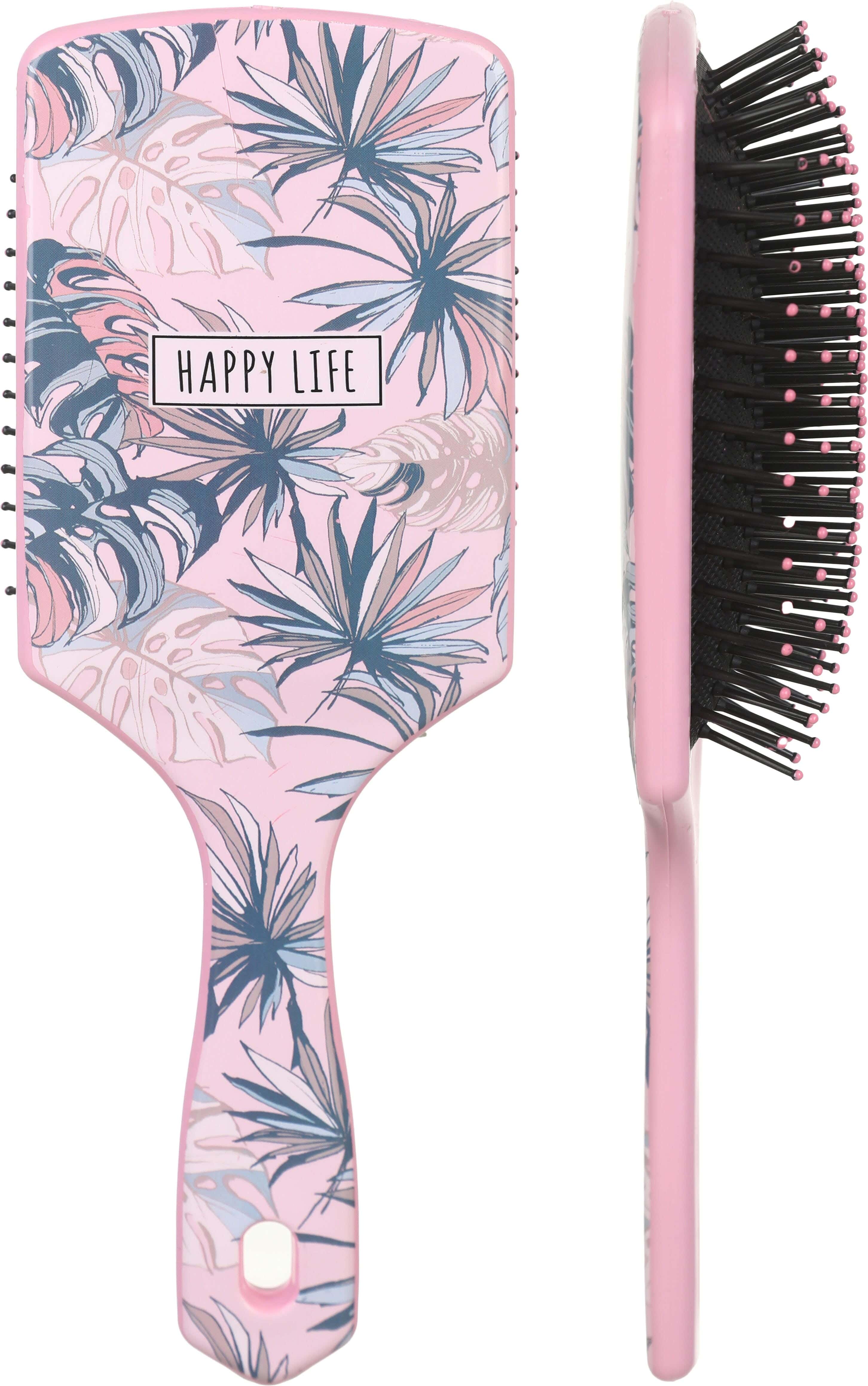 Rectangular Plastic Hair Brush, 23.5×7.5 cm - Pink Petrol