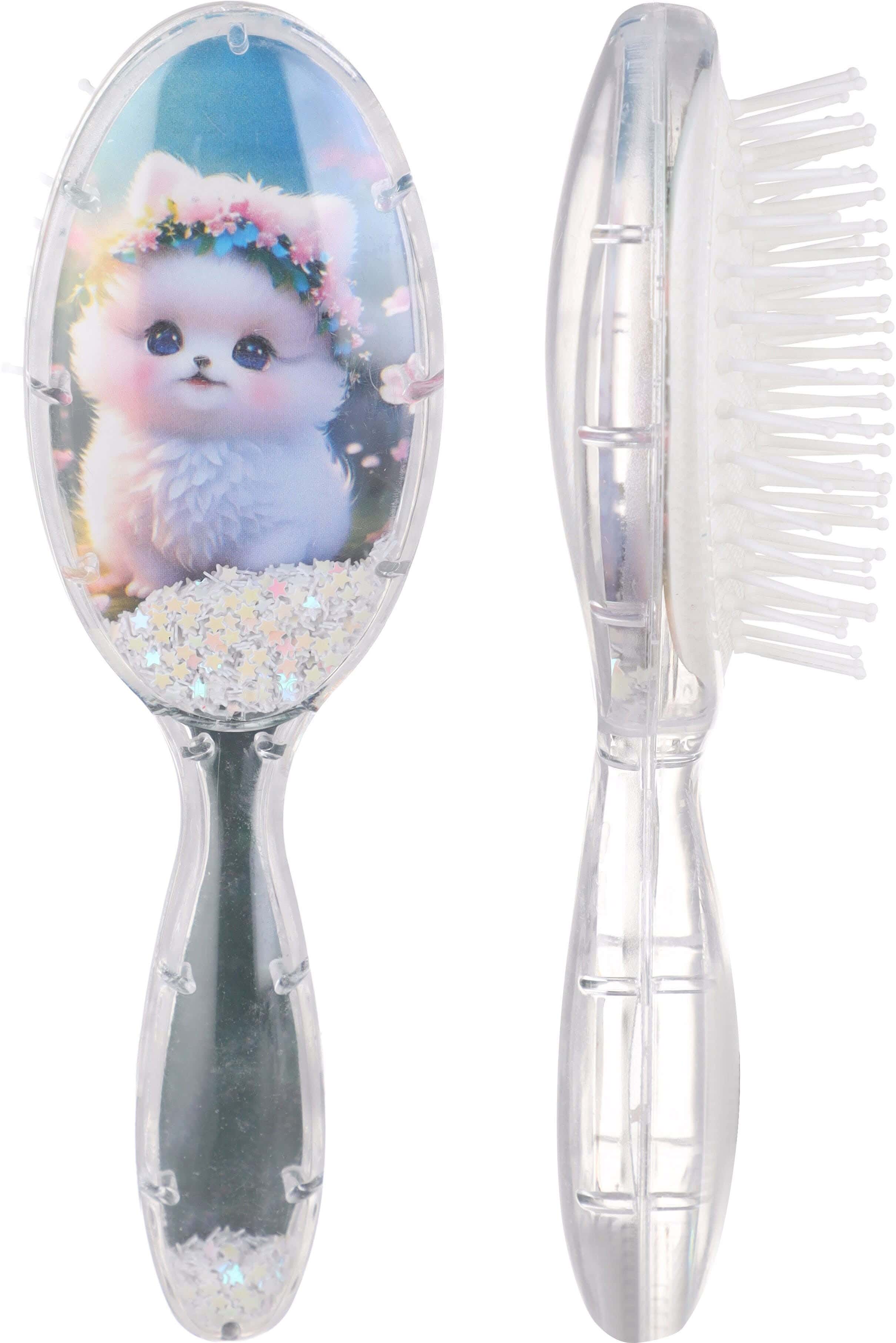 Plastic Hair Brush for Girls, 18×5 cm - White Black