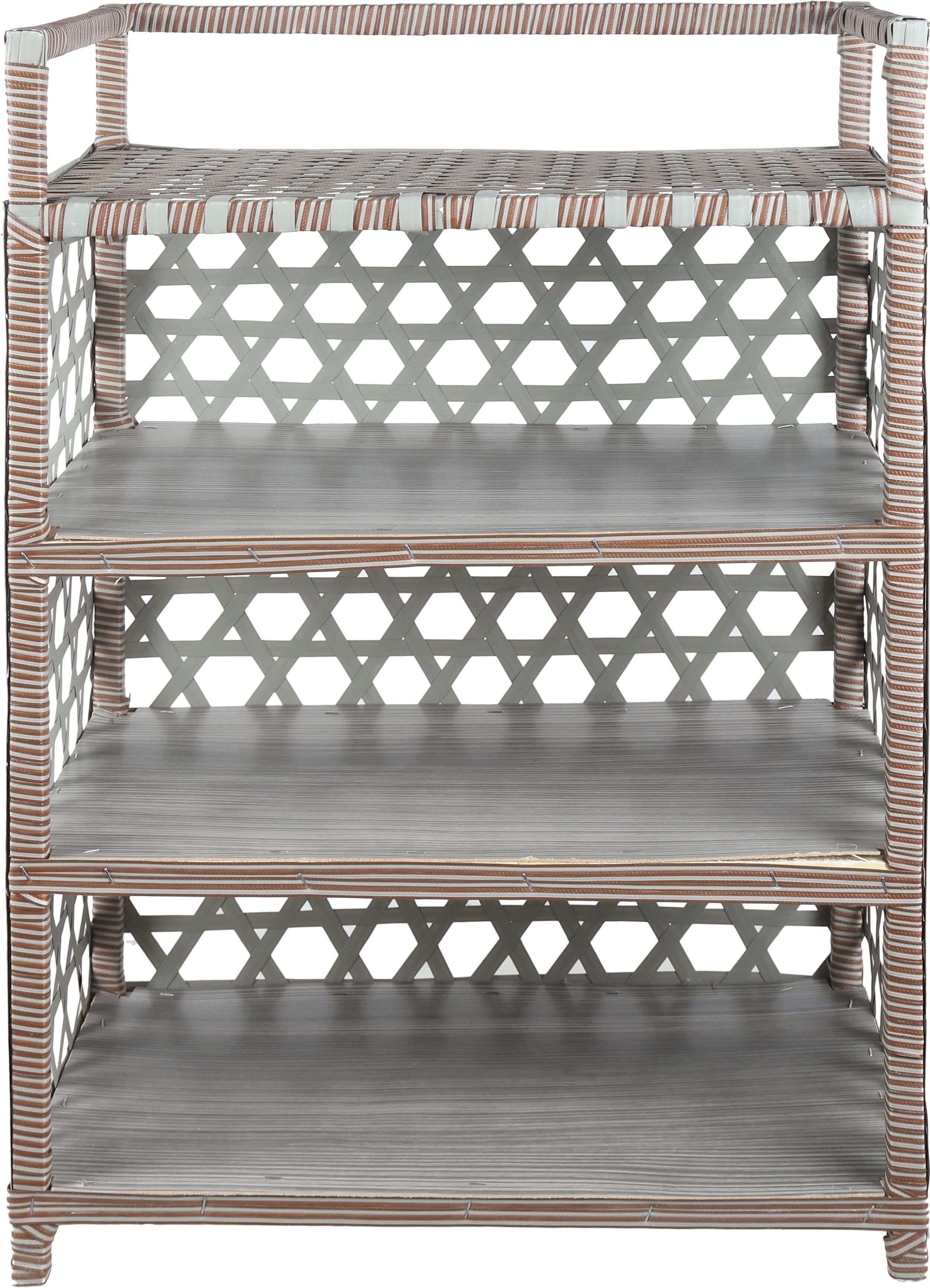 Rattan Shoe Rack, 4 Levels, 80×35×60 cm - Brown Beige