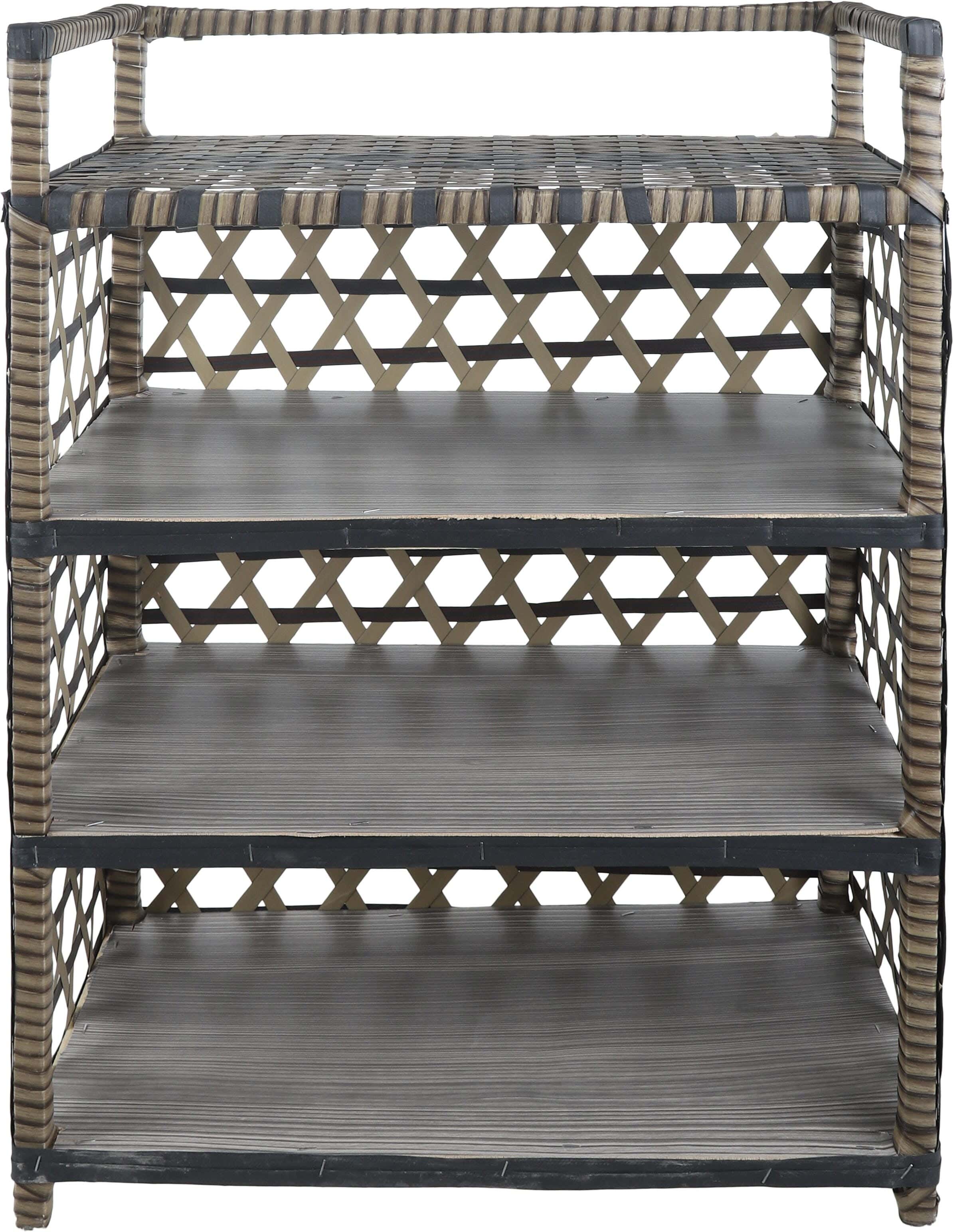 Rattan Shoe Rack, 4 Levels, 80×35×60 cm - Wooden Brown