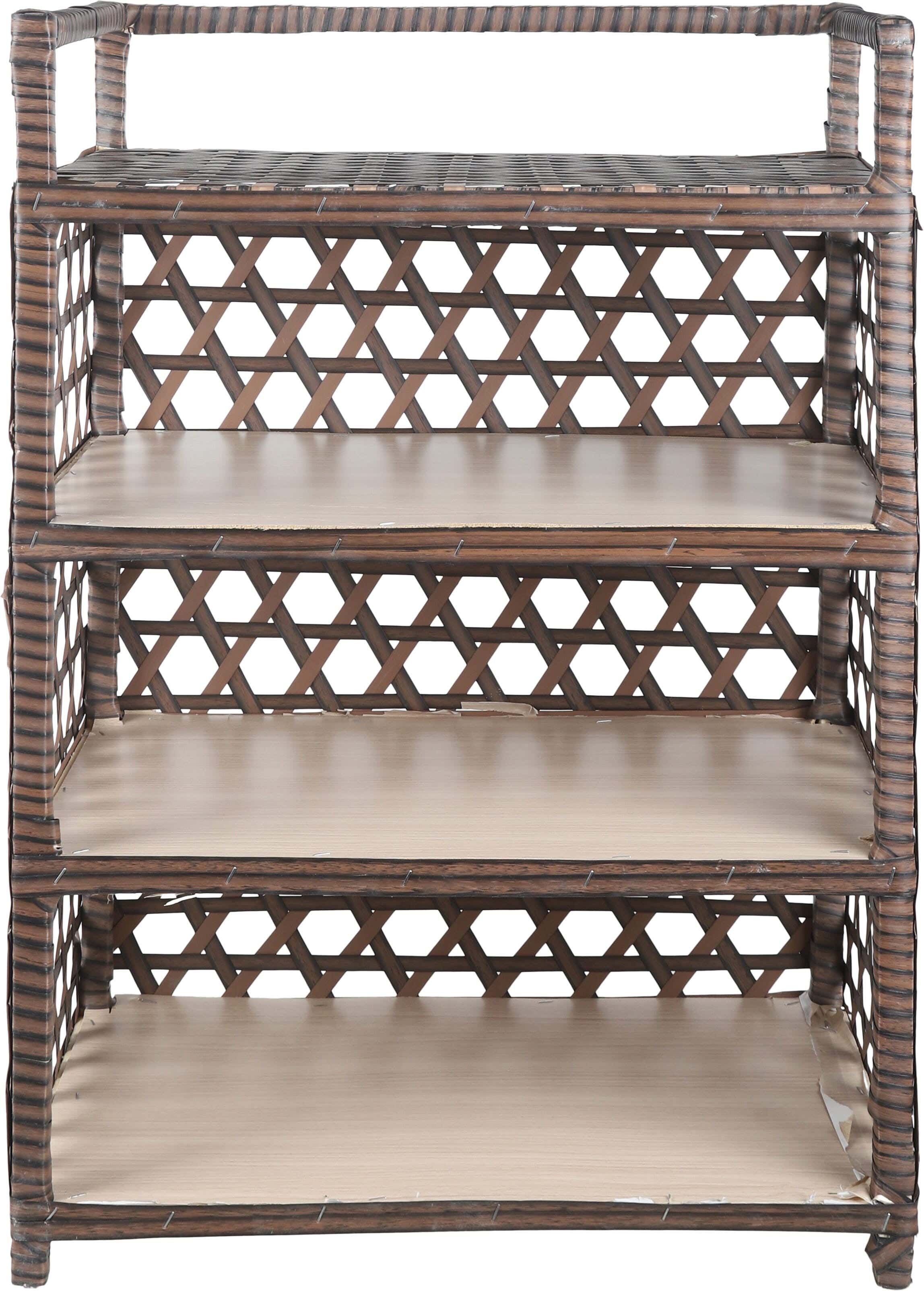 Rattan Shoe Rack, 4 Levels, 80×35×60 cm - Brown