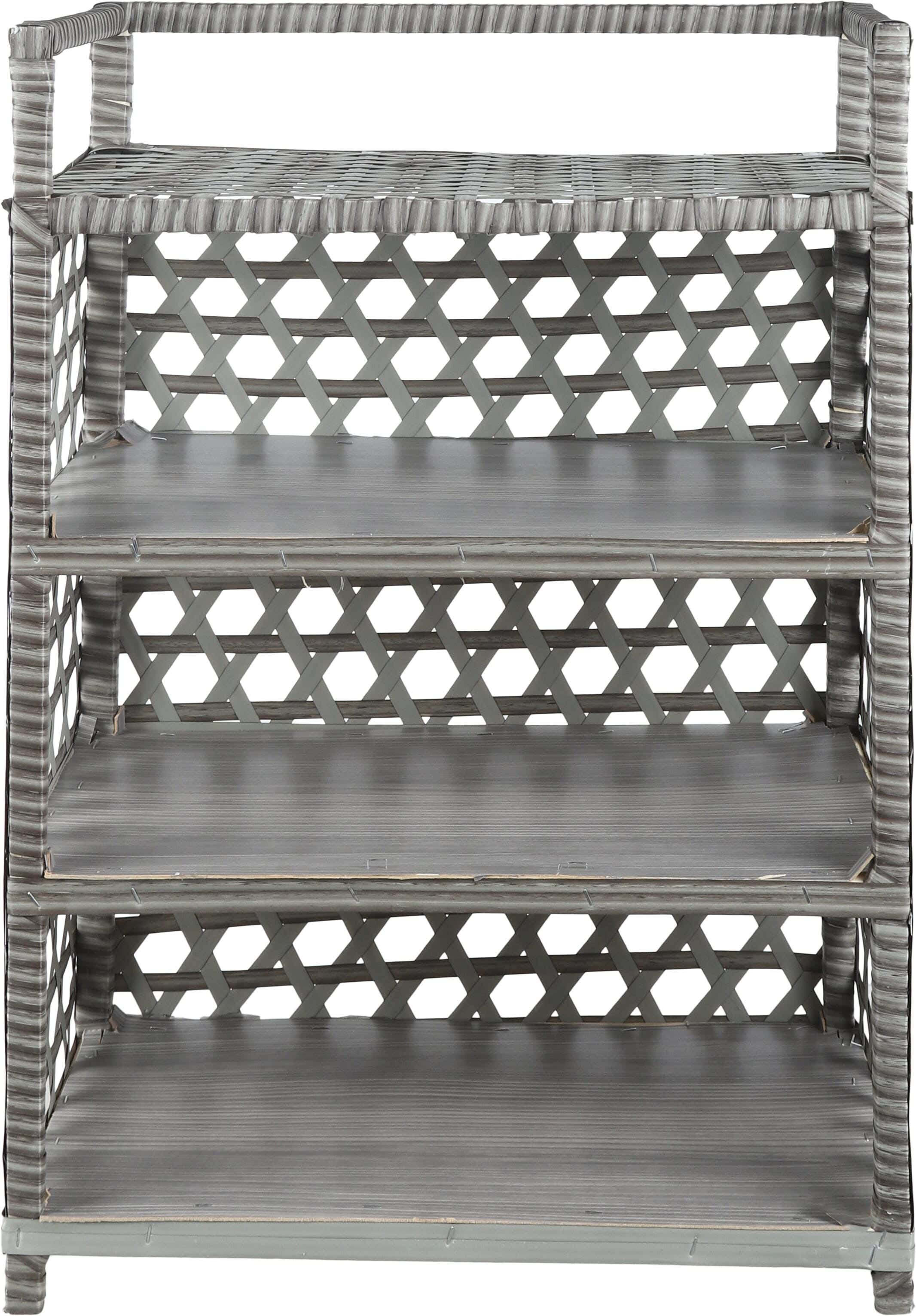 Rattan Shoe Rack, 4 Levels, 80×35×60 cm - Brown Grey