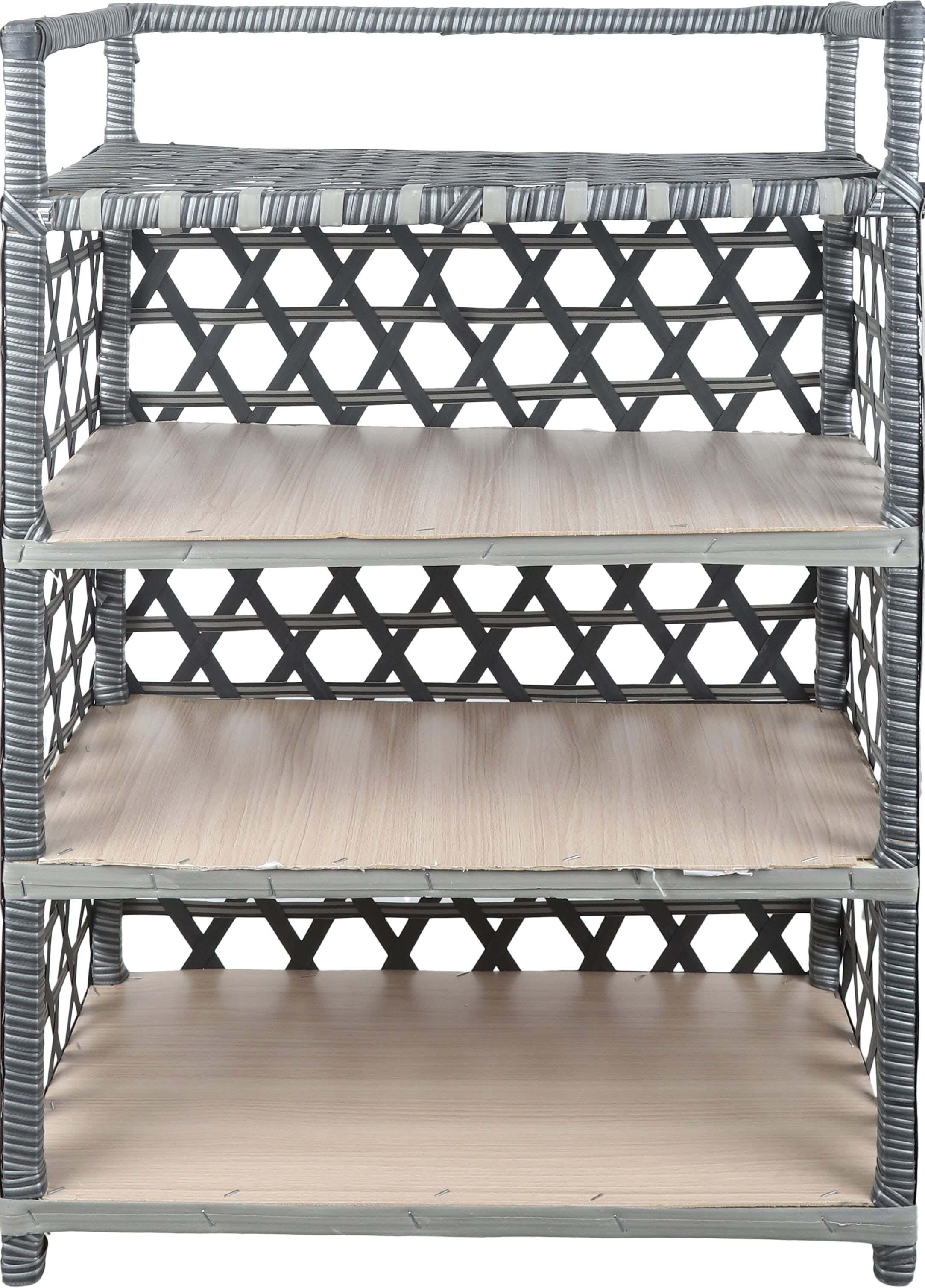 Rattan Shoe Rack, 4 Levels, 80×35×60 cm - Grey