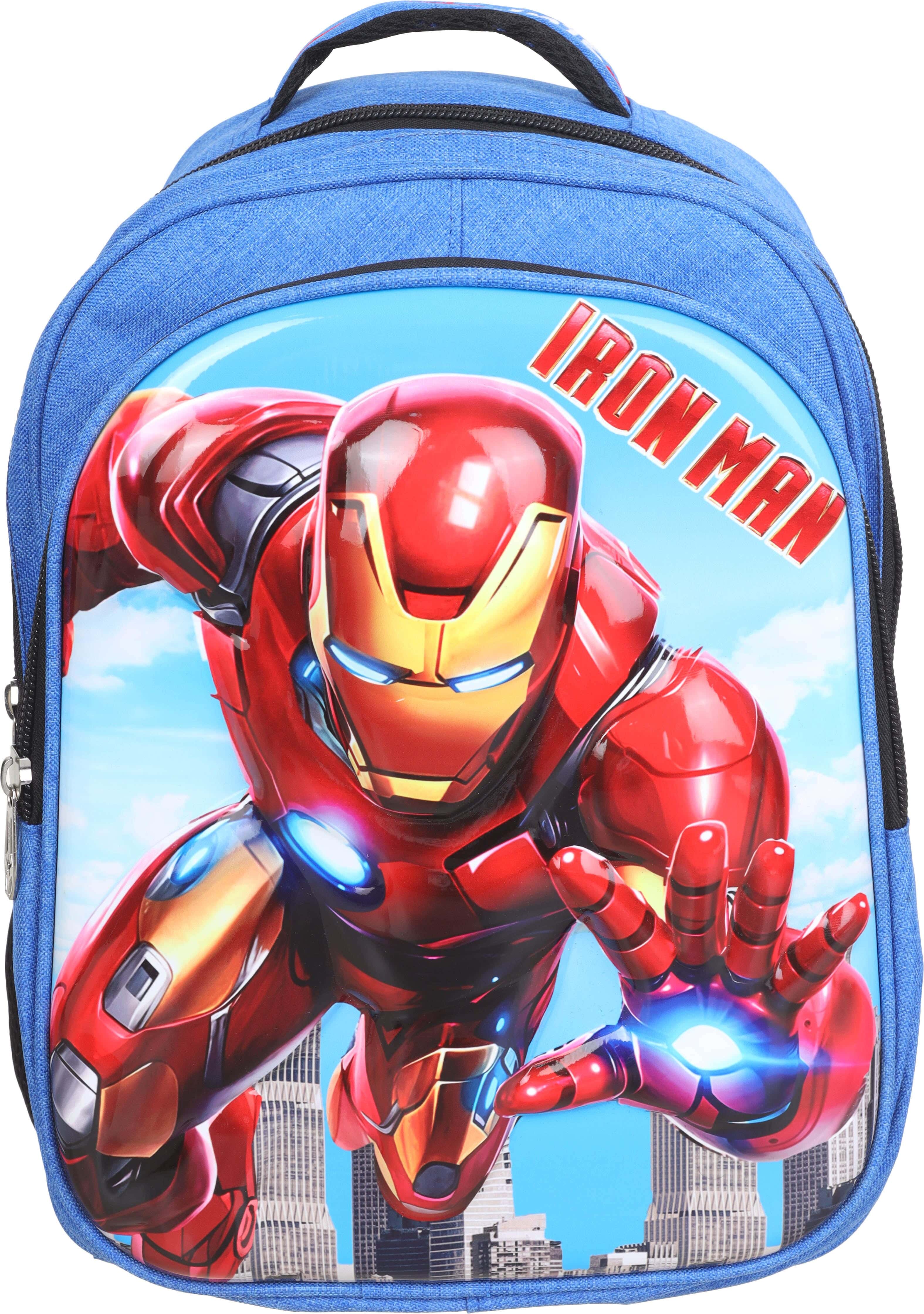 Star Fabric School Backpack for Boys, 39×30 cm, 3 Zippers - Blue Red