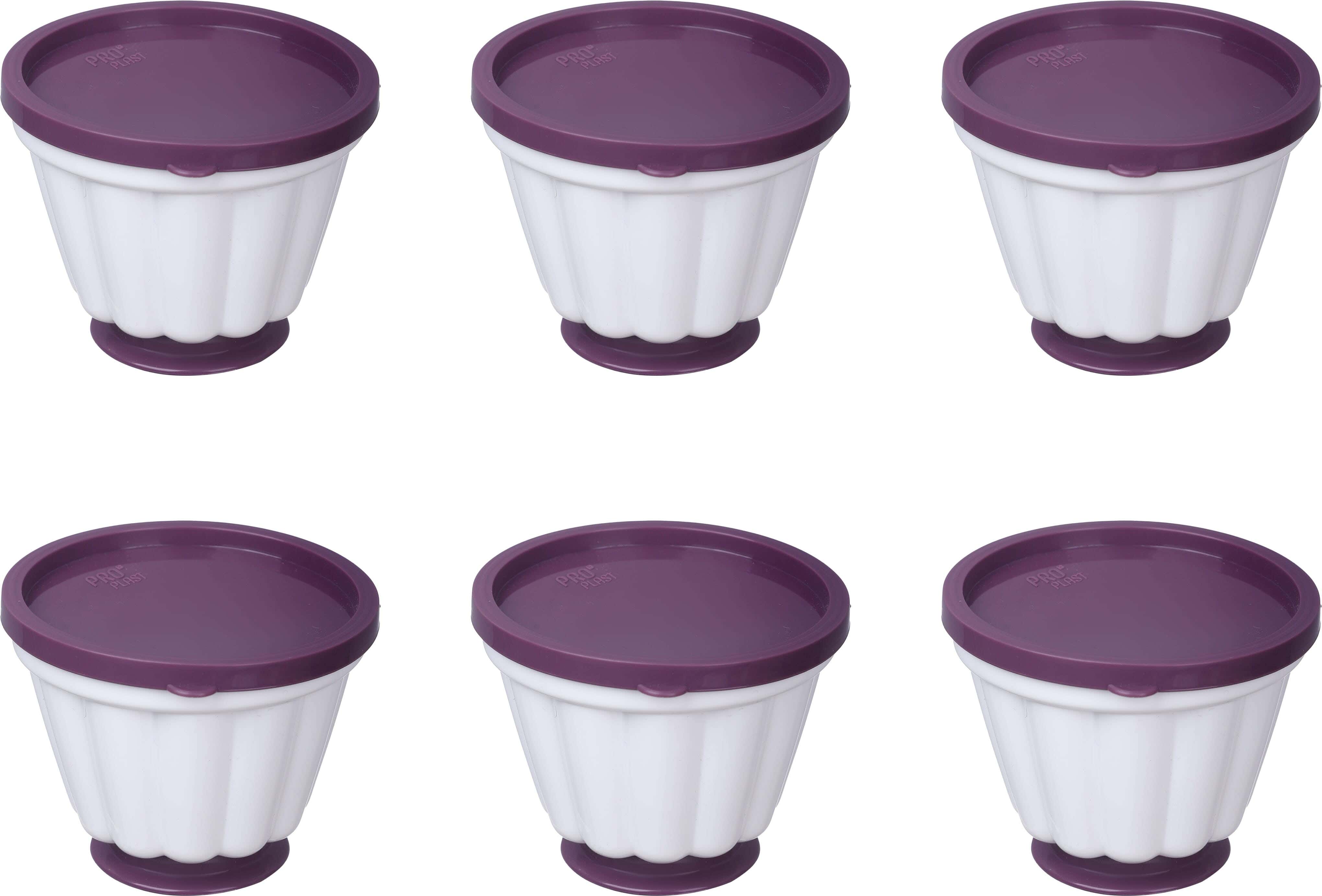 Pro Plast Plastic Dessert Mold Set, 6 Pieces, 8 cm - White Purple