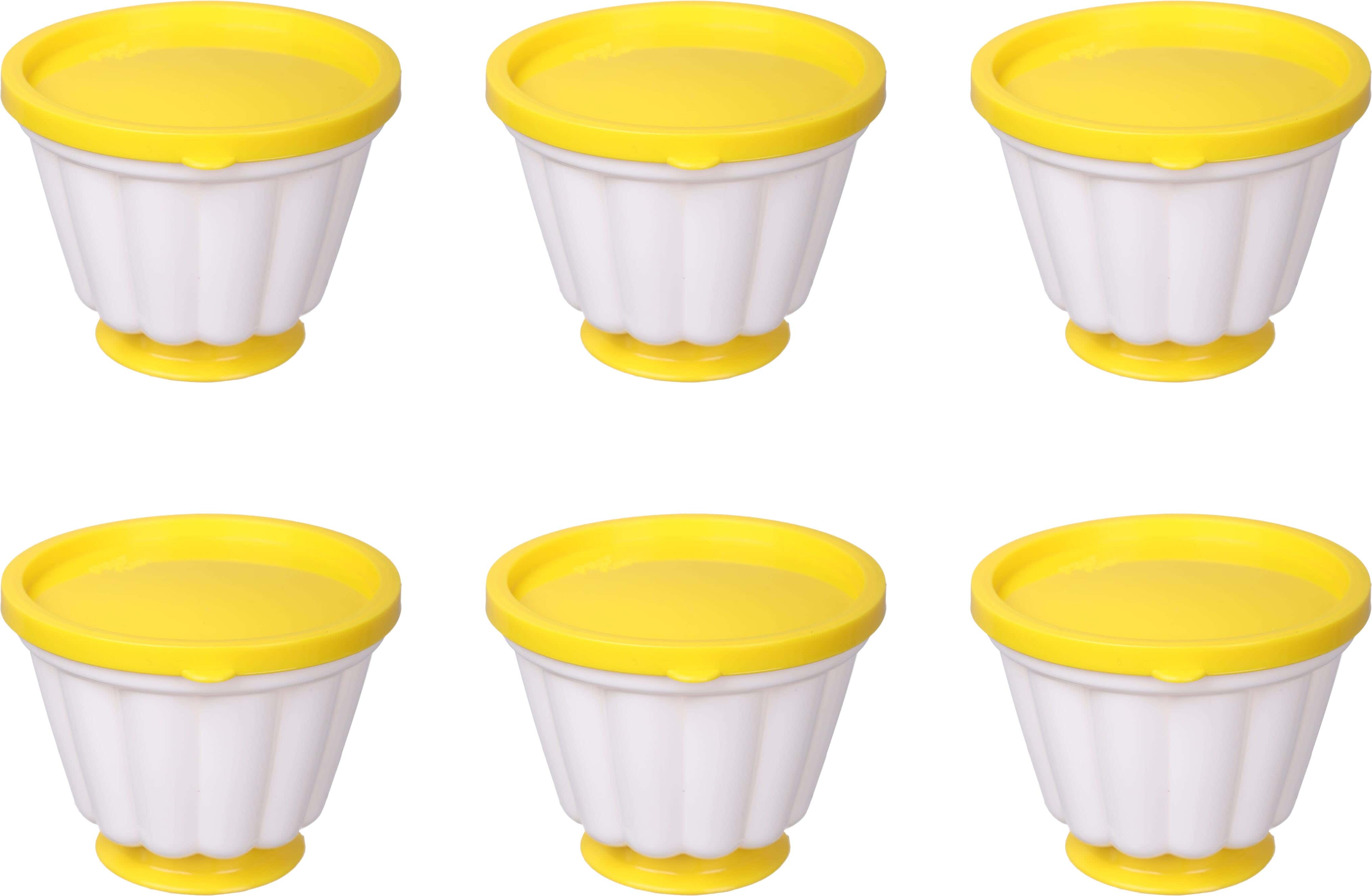 Pro Plast Plastic Dessert Mold Set, 6 Pieces, 8 cm - White Yellow