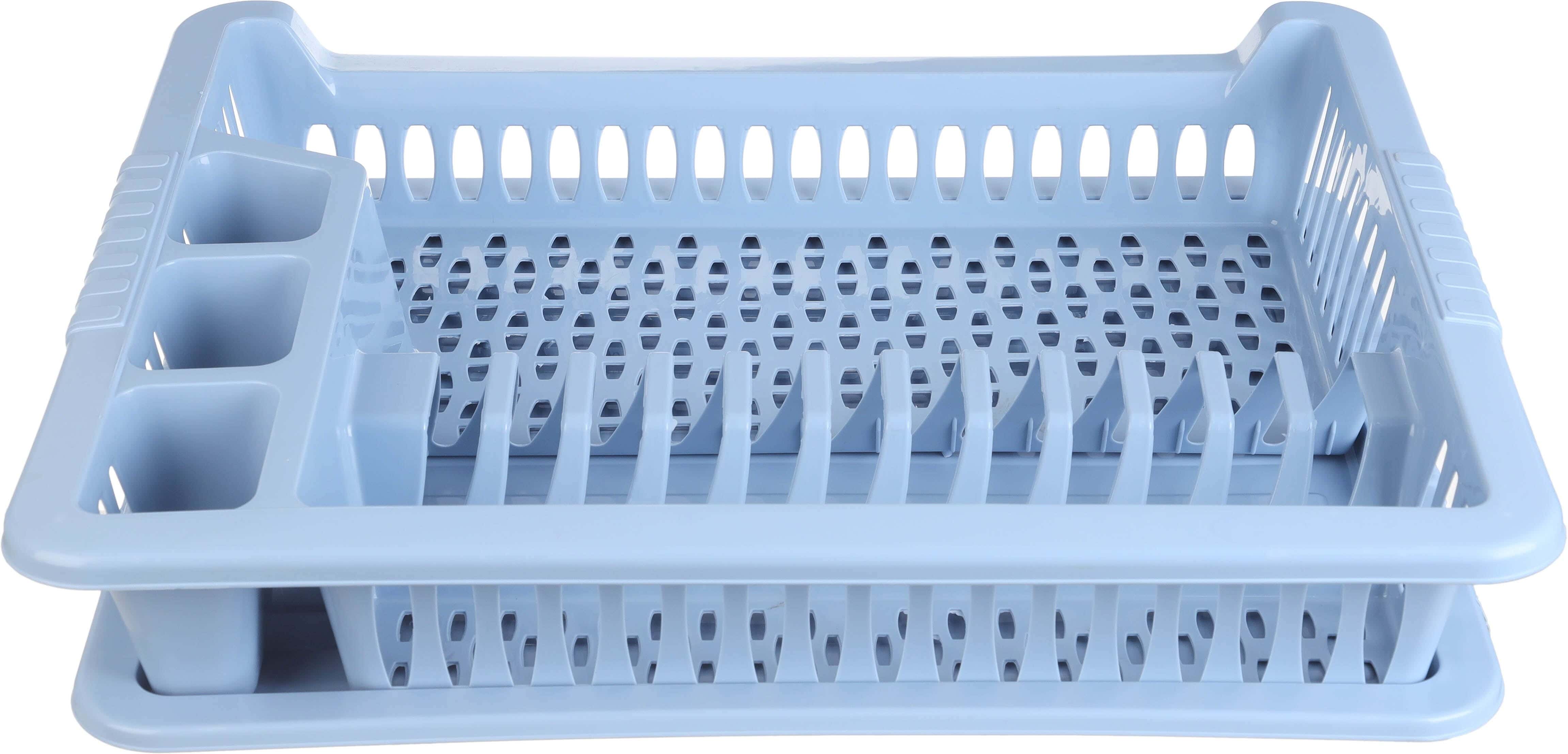 Pro Plast Plastic Dish Organizer with Rectangular Strainer, 46x38 cm - Light Blue