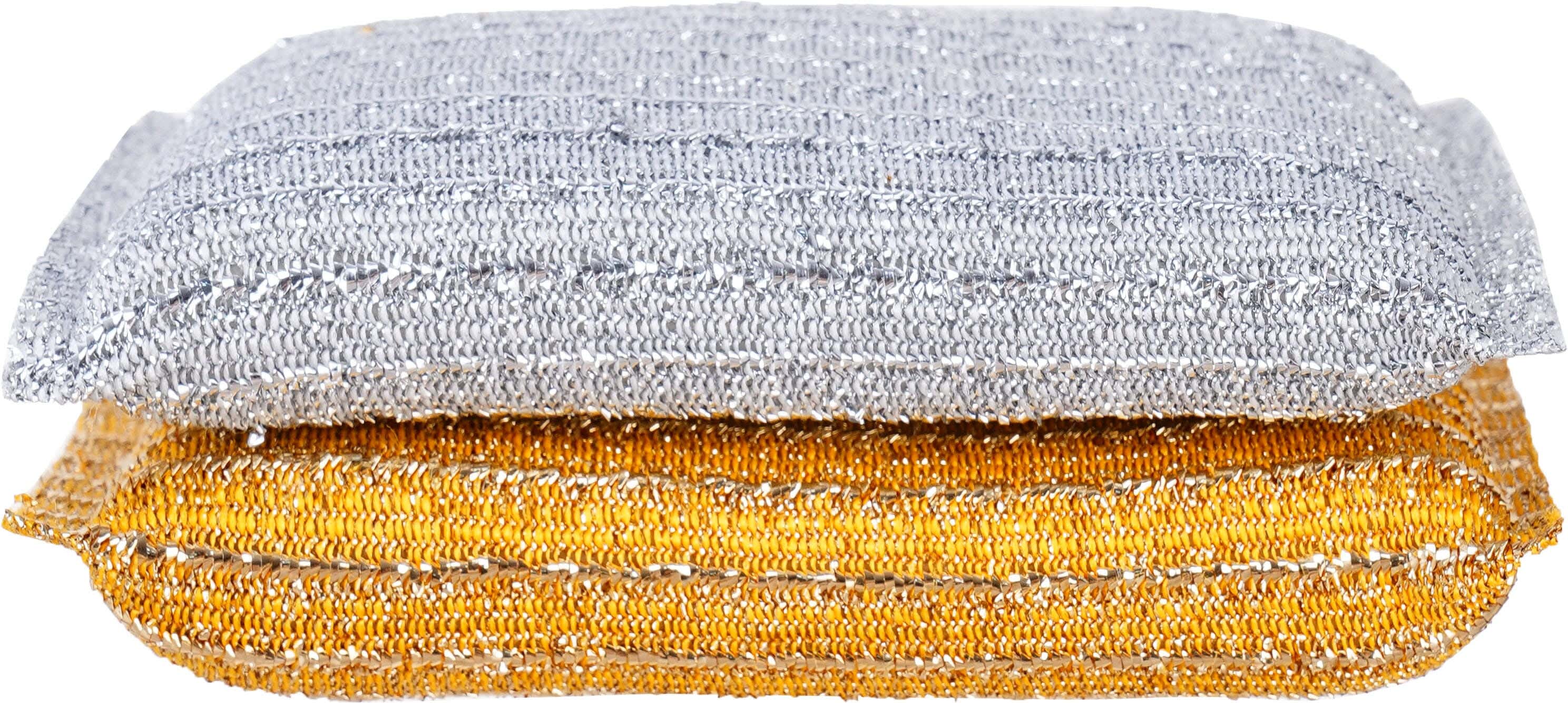 Dish Cleaning Sponge Set, 2 Pieces, 8×13 cm - Yellow Silver