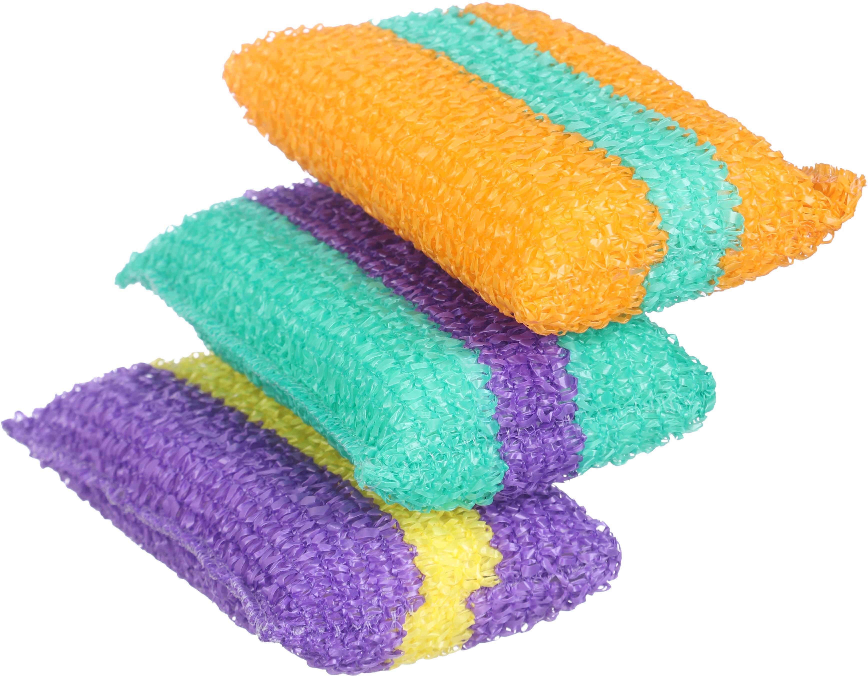 Time Clean Loofah Set, 3 Pieces, 8×12.5 Cm - Multicolor