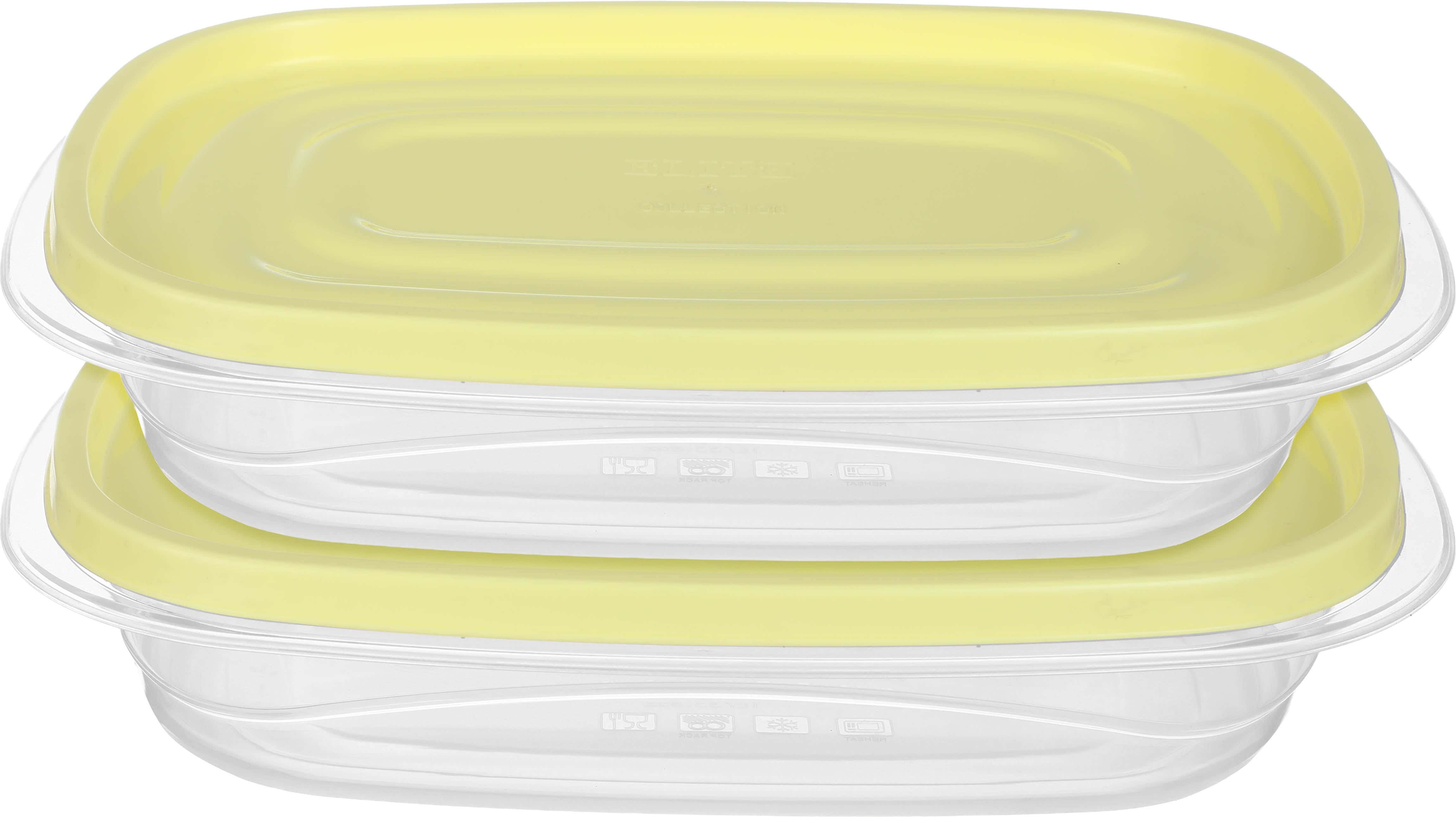 Elite Plastic Refrigerator Box Set, 2 Pieces, 1 litre - Clear Yellow