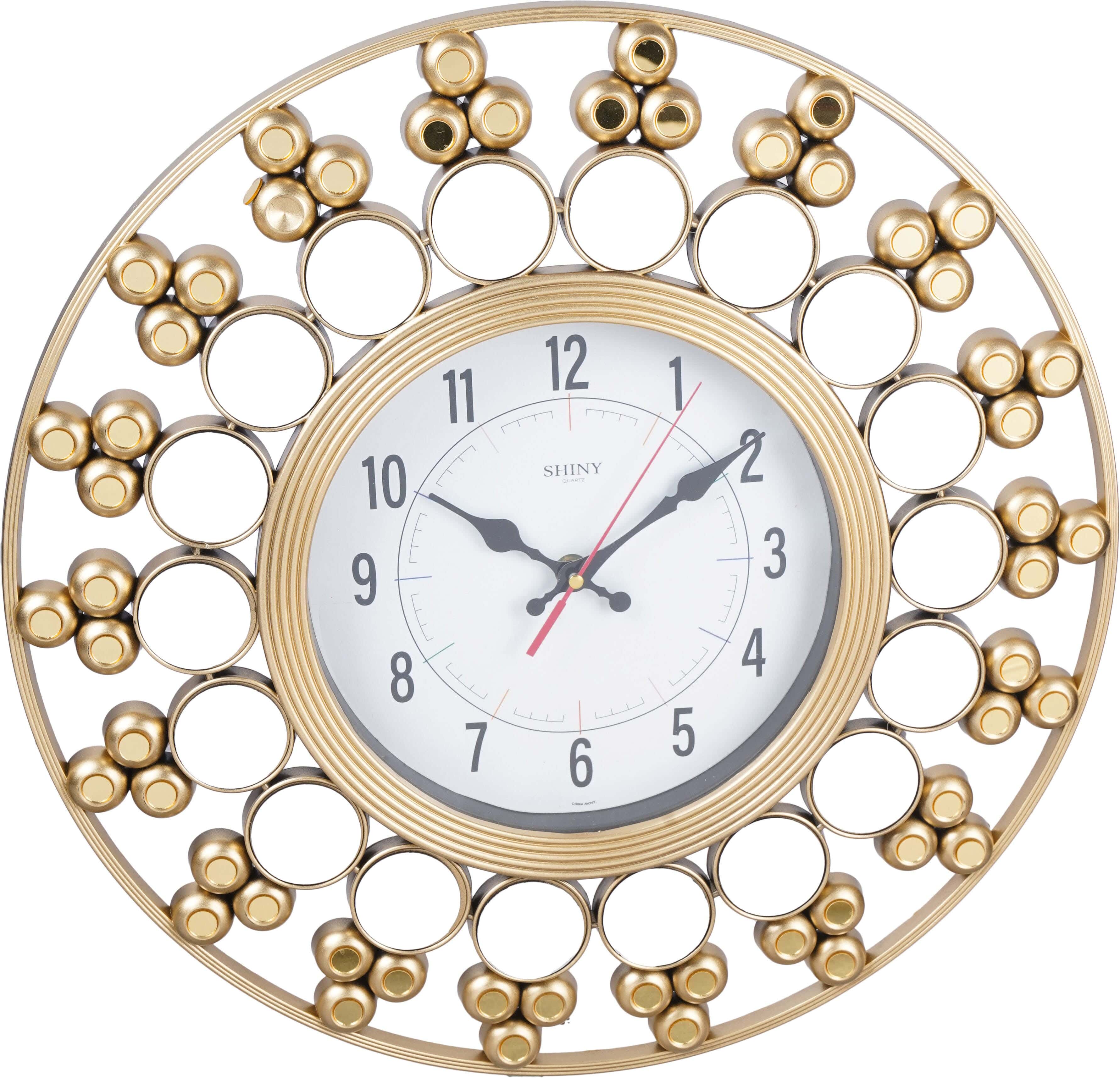 Plastic Round Wall Clock, 45 cm - Gold White