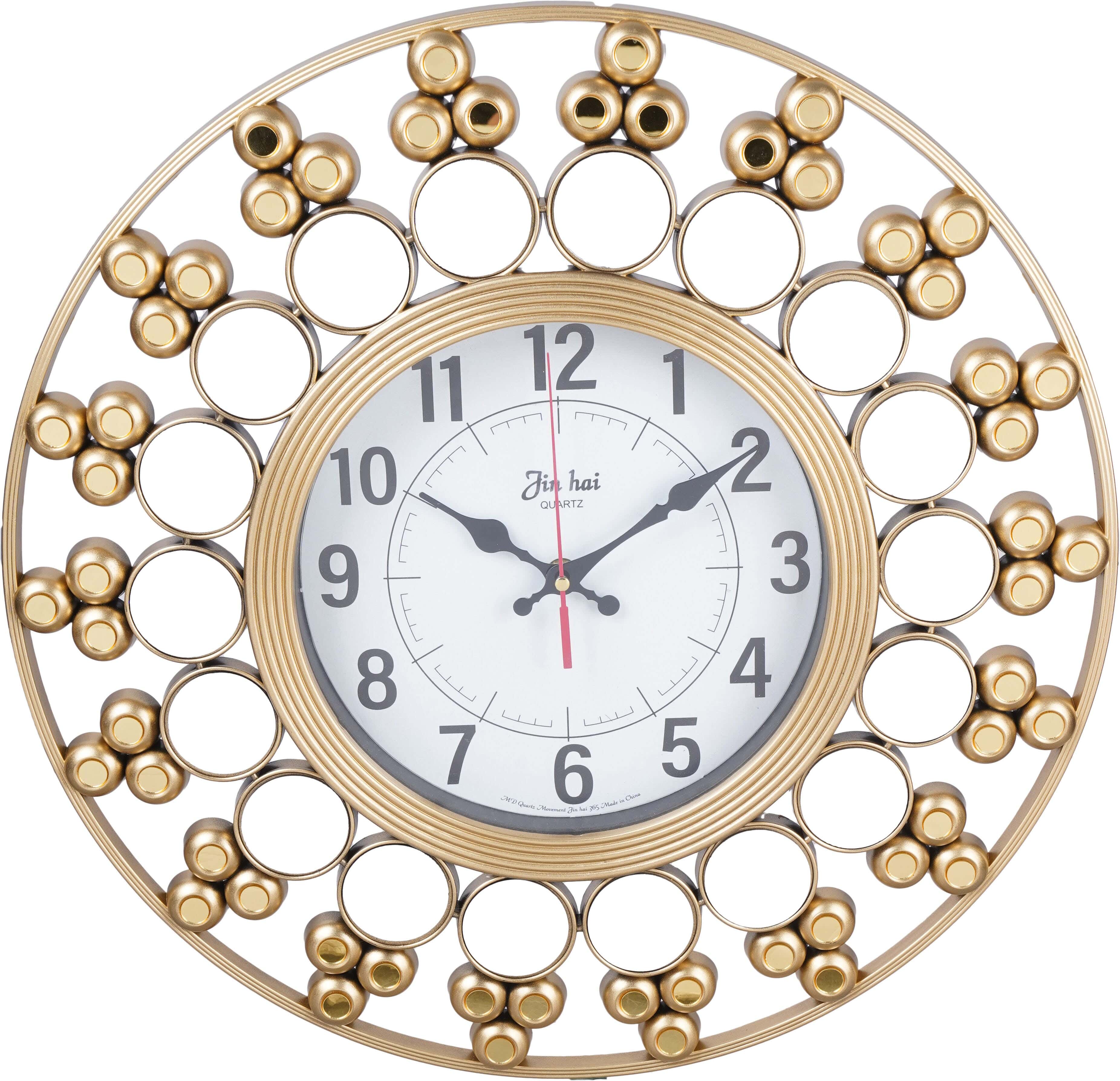 Plastic Round Wall Clock, 45 cm - Gold White