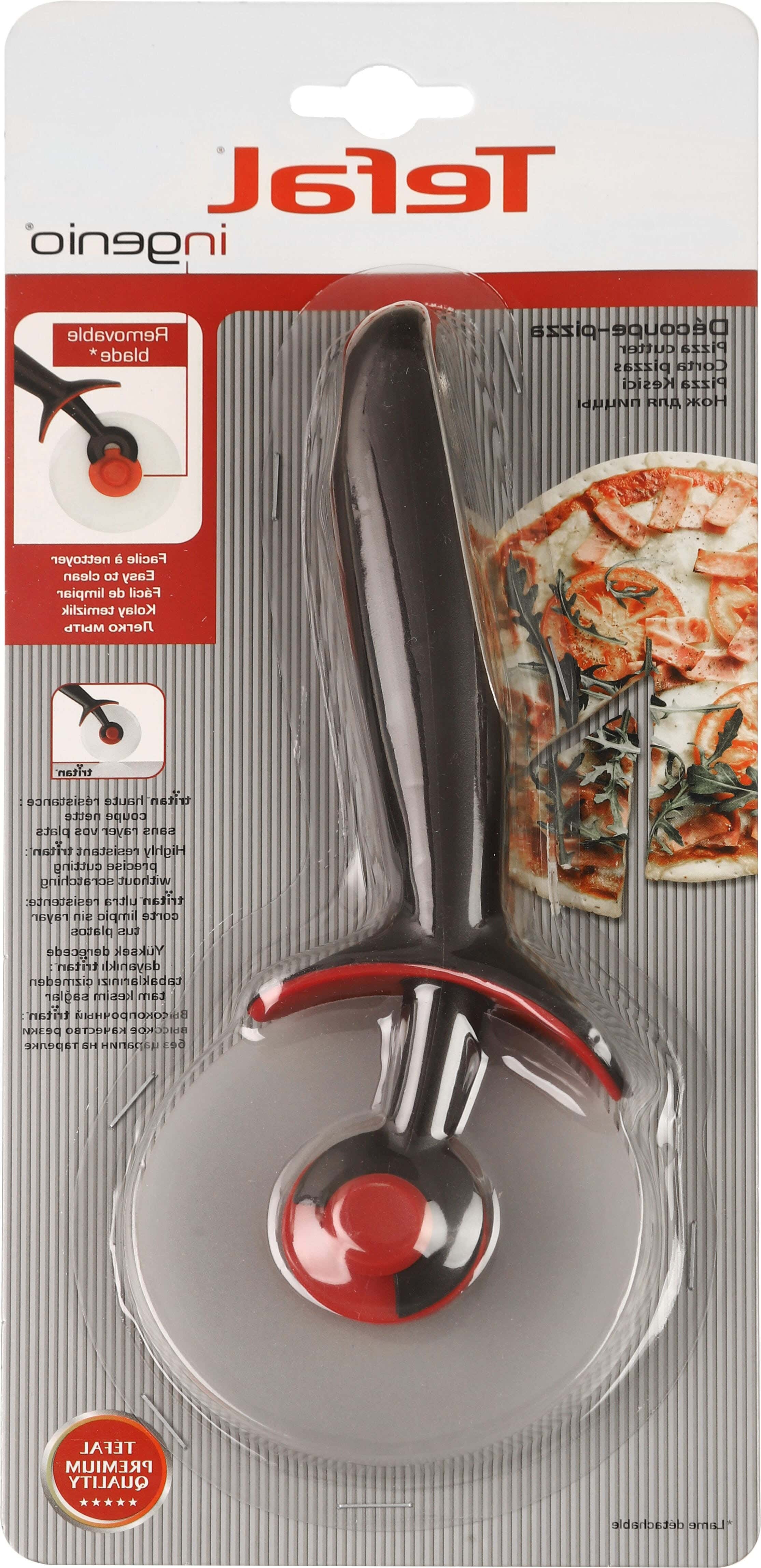Tefal Stainless Steel Pizza Cutter, 20 cm - Black Red