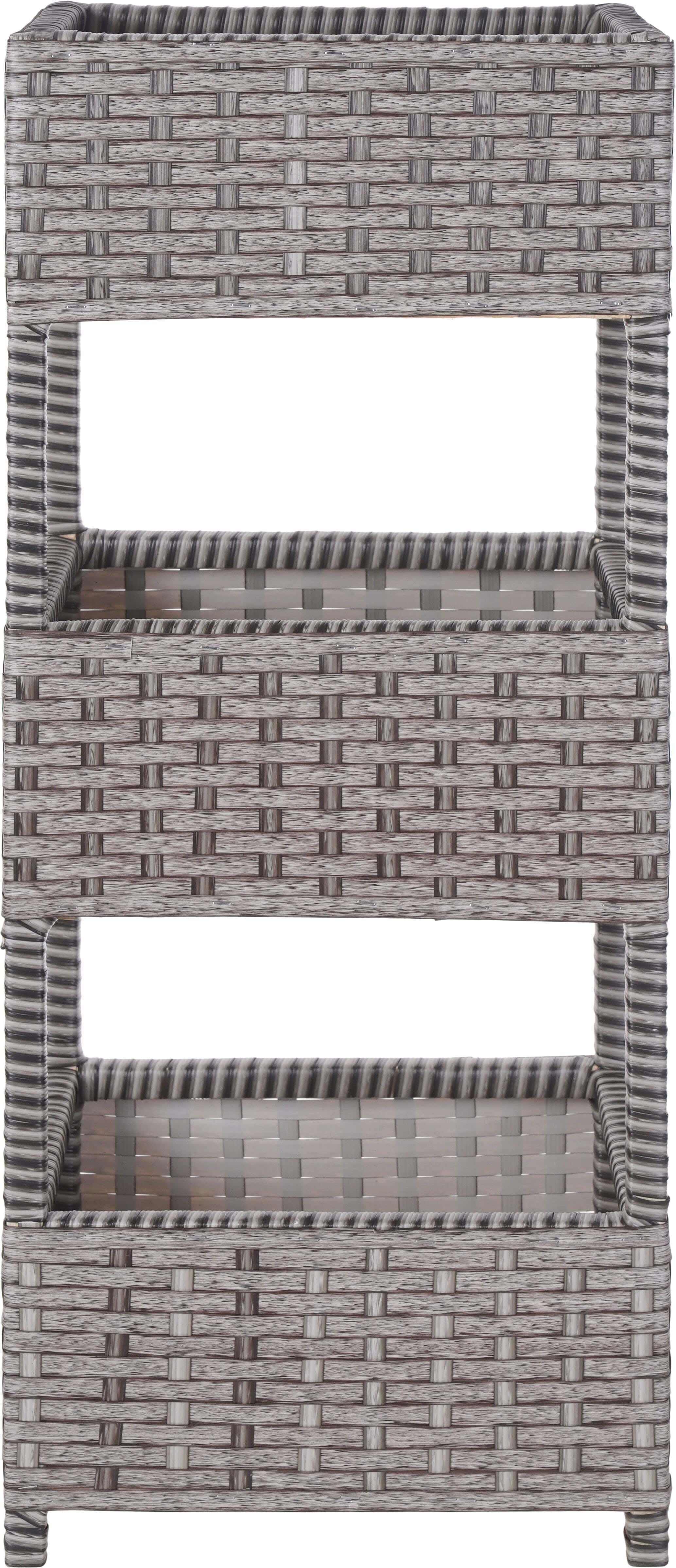 Rectangular Rattan Trolley, 3 Levels, 28×36×90 cm - Brown Beige