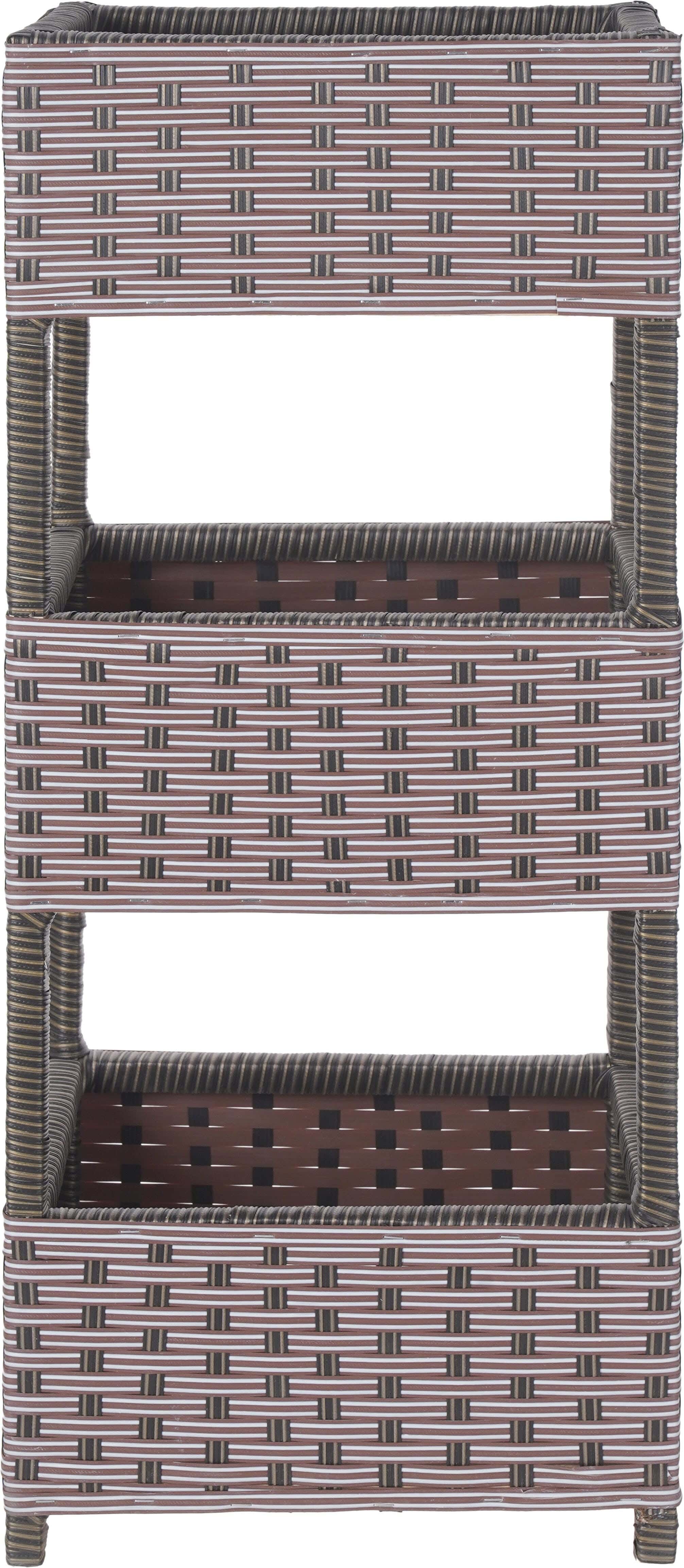 Rectangular Rattan Trolley, 3 Levels, 28×36×90 cm - Multicolor