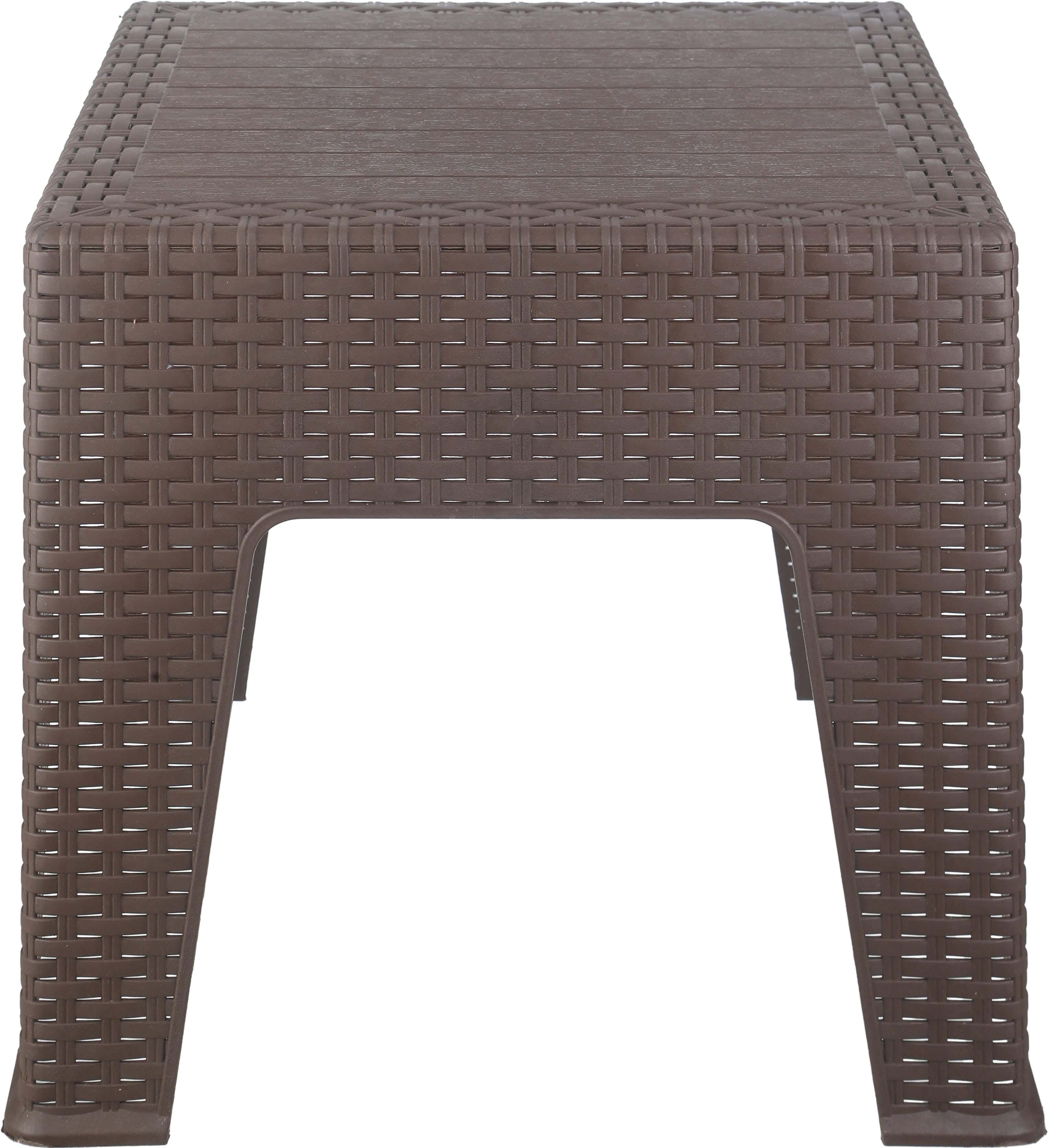 Rattan Plastic Table, 40×40×40 Cm, 2.2 Kg - Brown