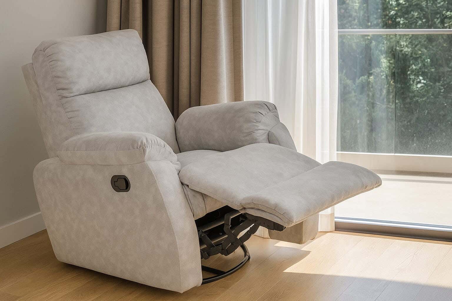 Aldora Nemo Lazy Boy Recliner Chair, Faux Leather, Armrests, 360° Rotation, 80x80x105 cm - Grey
