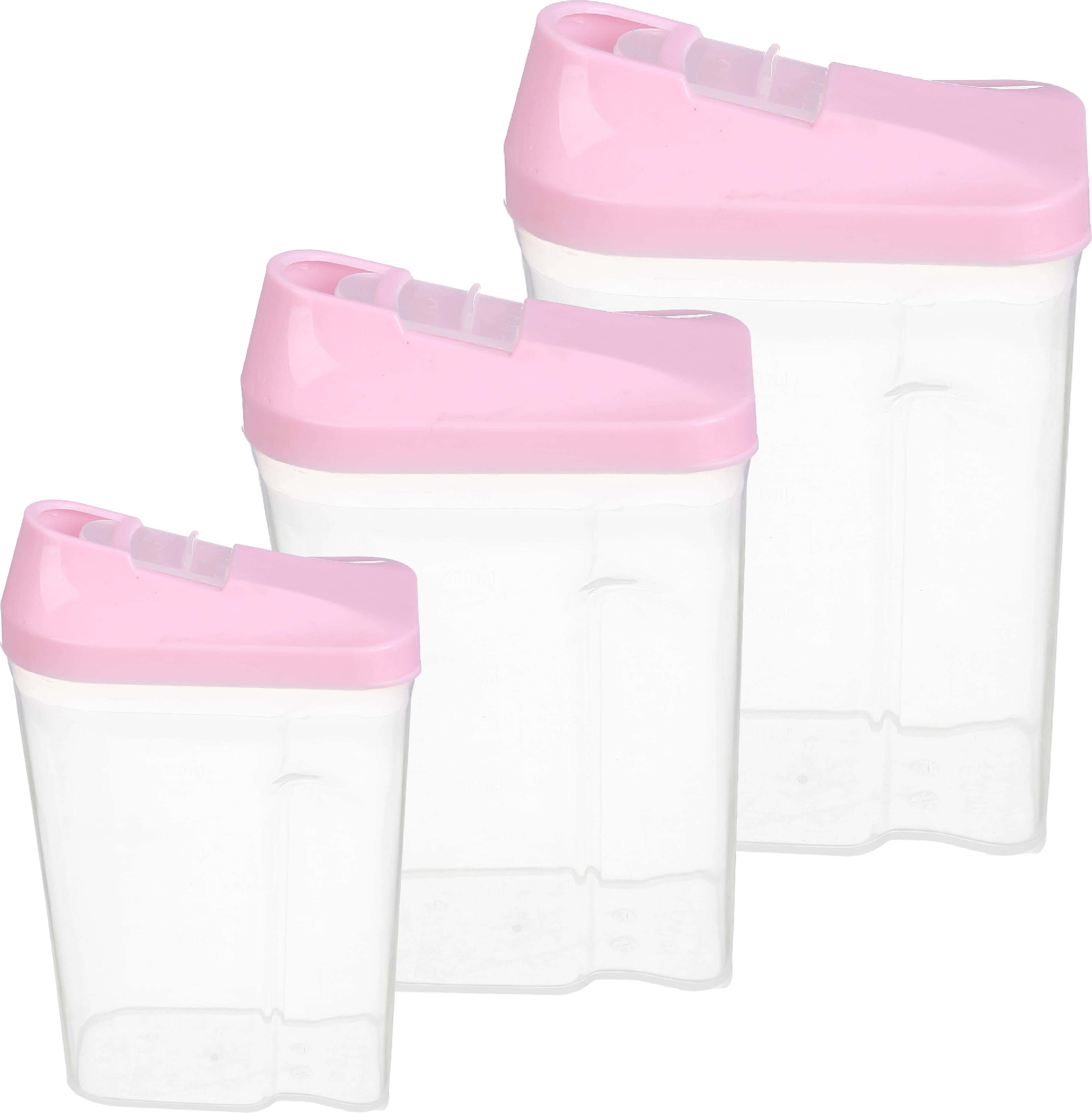 El Hoda Plastic Legumes Storage Box Set, 3 Pieces - Pink