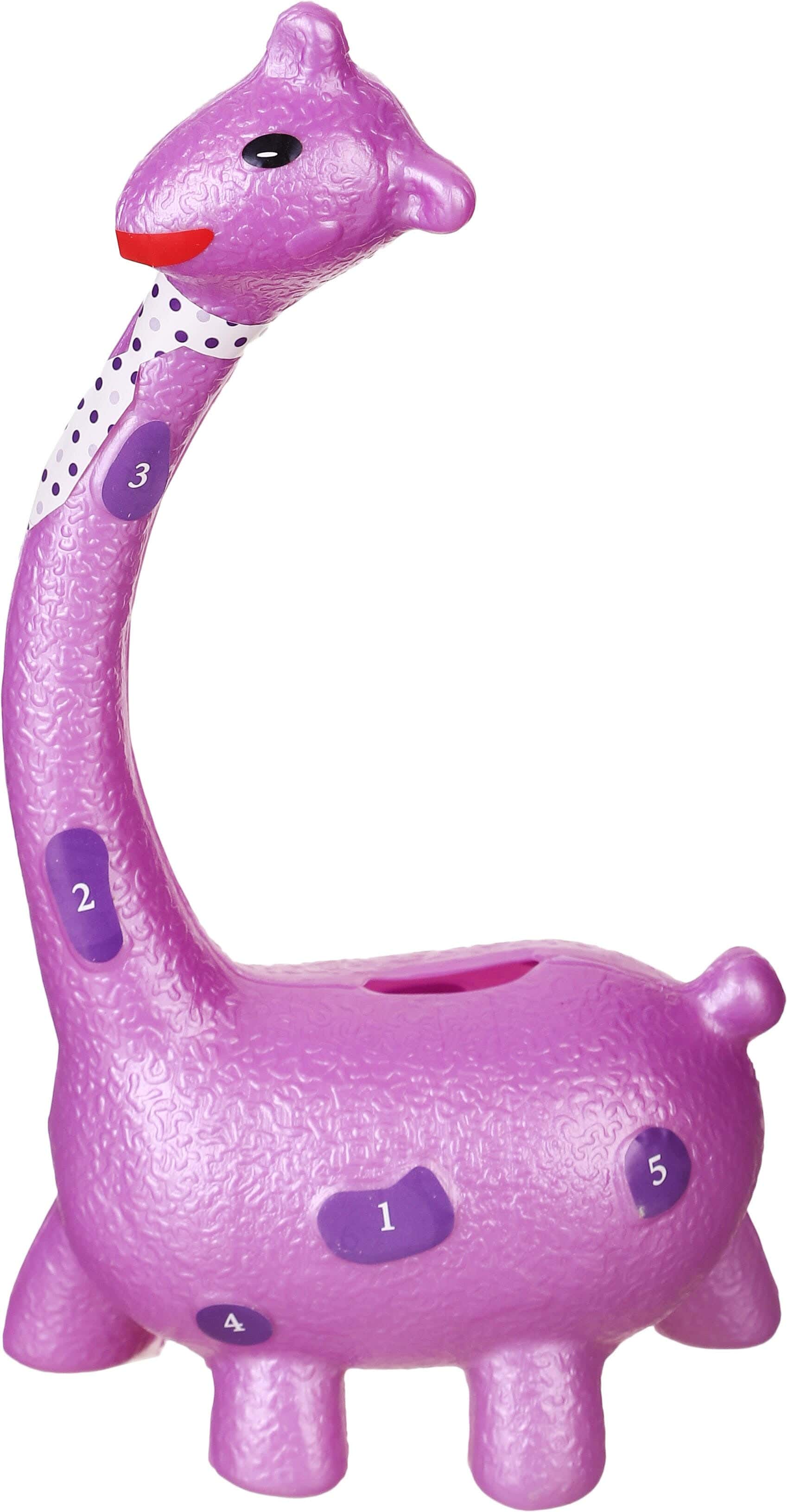 Plastic Money Box, Giraffe Shape, 25 cm - Mauve