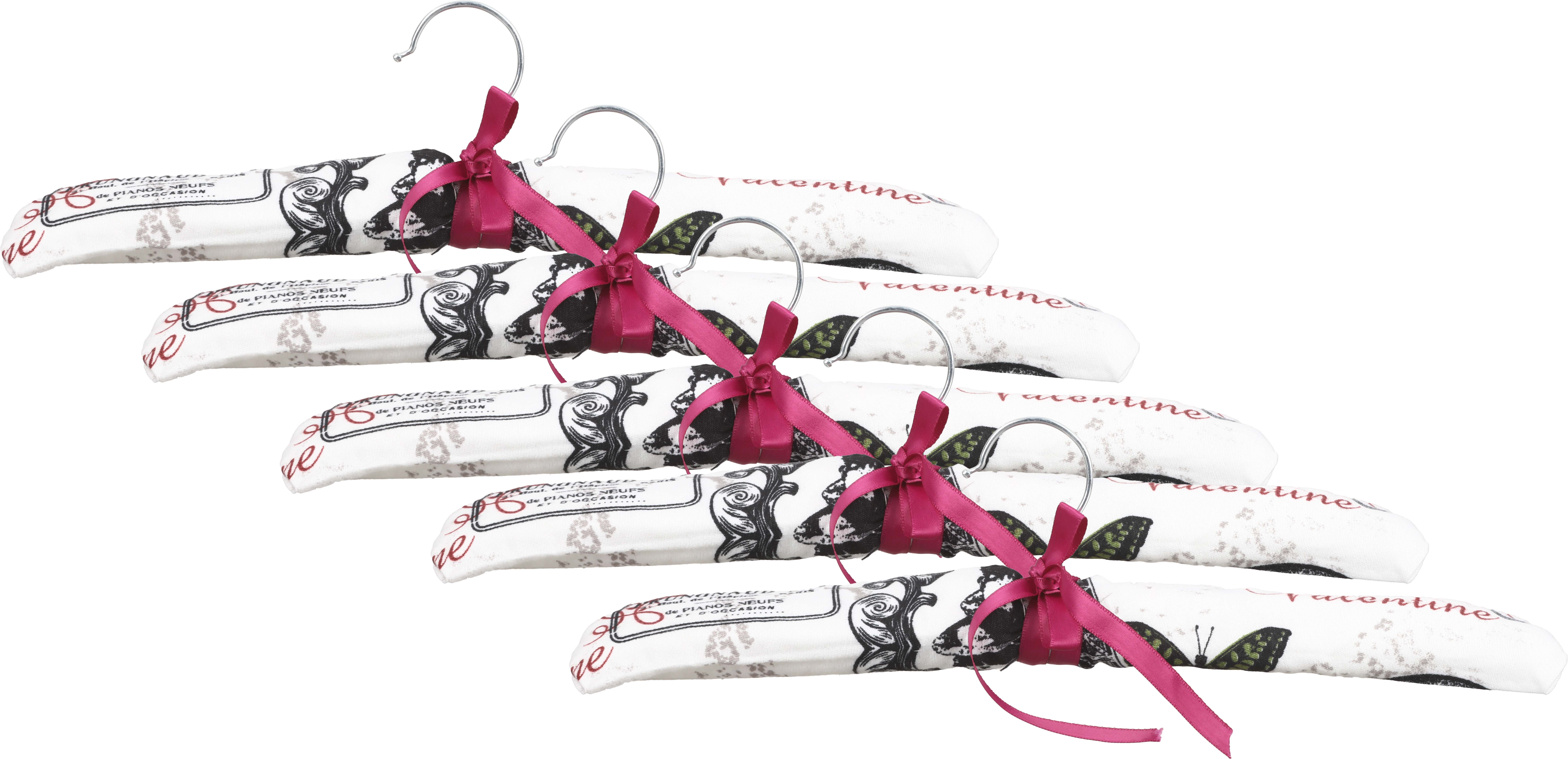 Bassiouny Plast Satin Padded Hangers Set, 5 Pieces, 37 cm - Multicolor