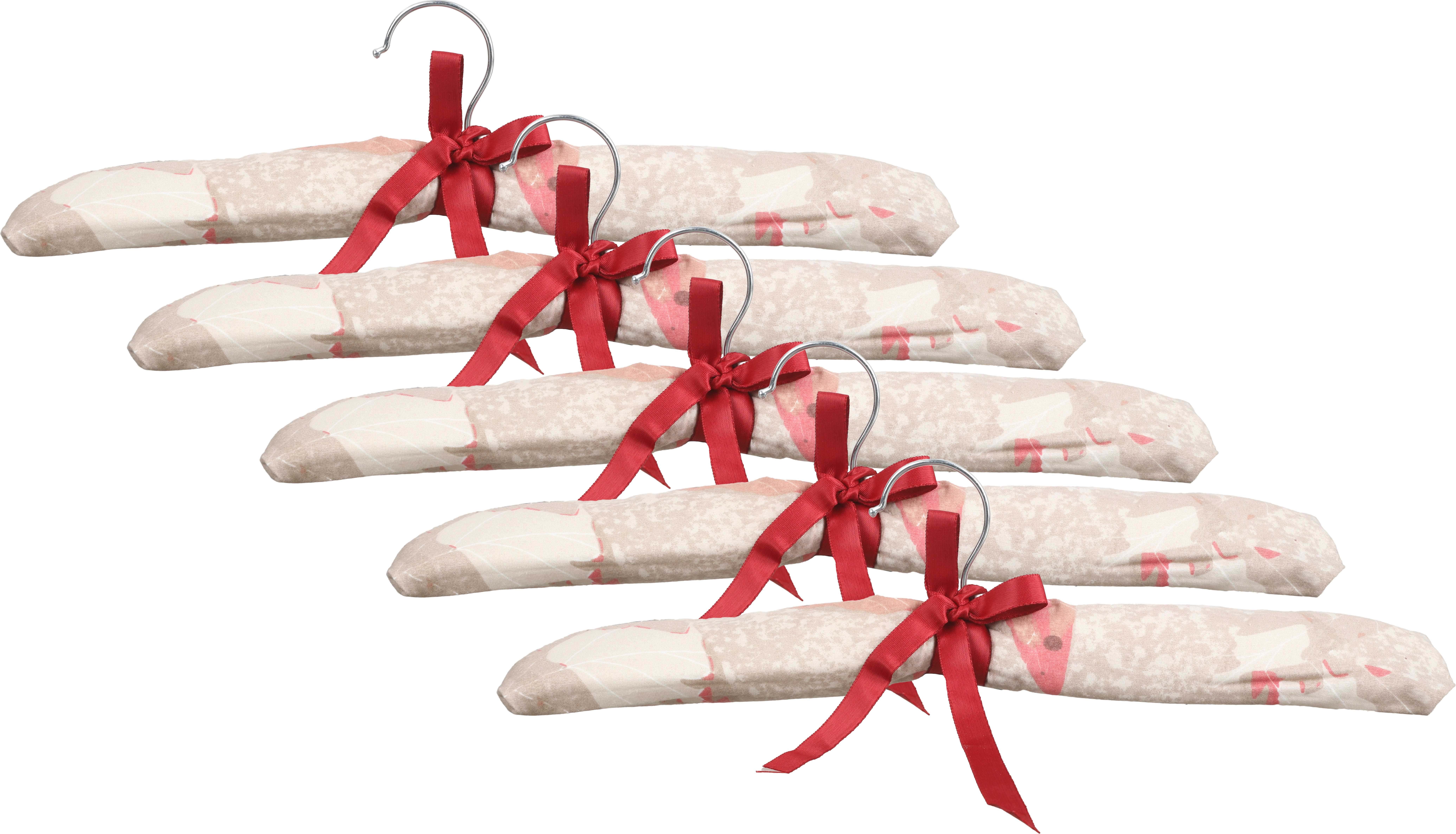 Bassiouny Plast Satin Padded Hangers Set, 5 Pieces, 37 cm - Multicolor