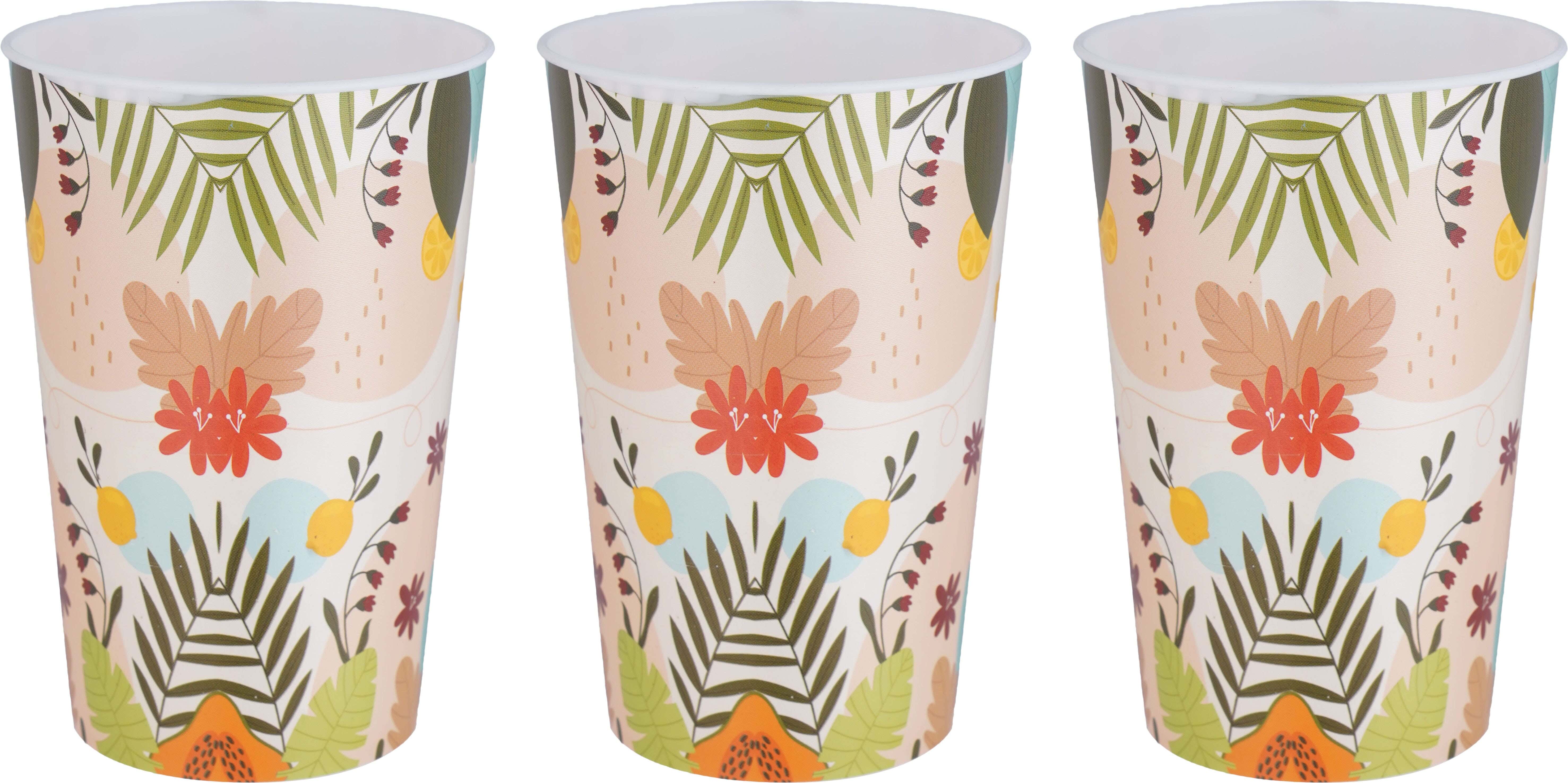 Bassiouny Plast Plastic Cups Set, Ramadan Shaped, 3 Pieces, 250 ml - Multicolor