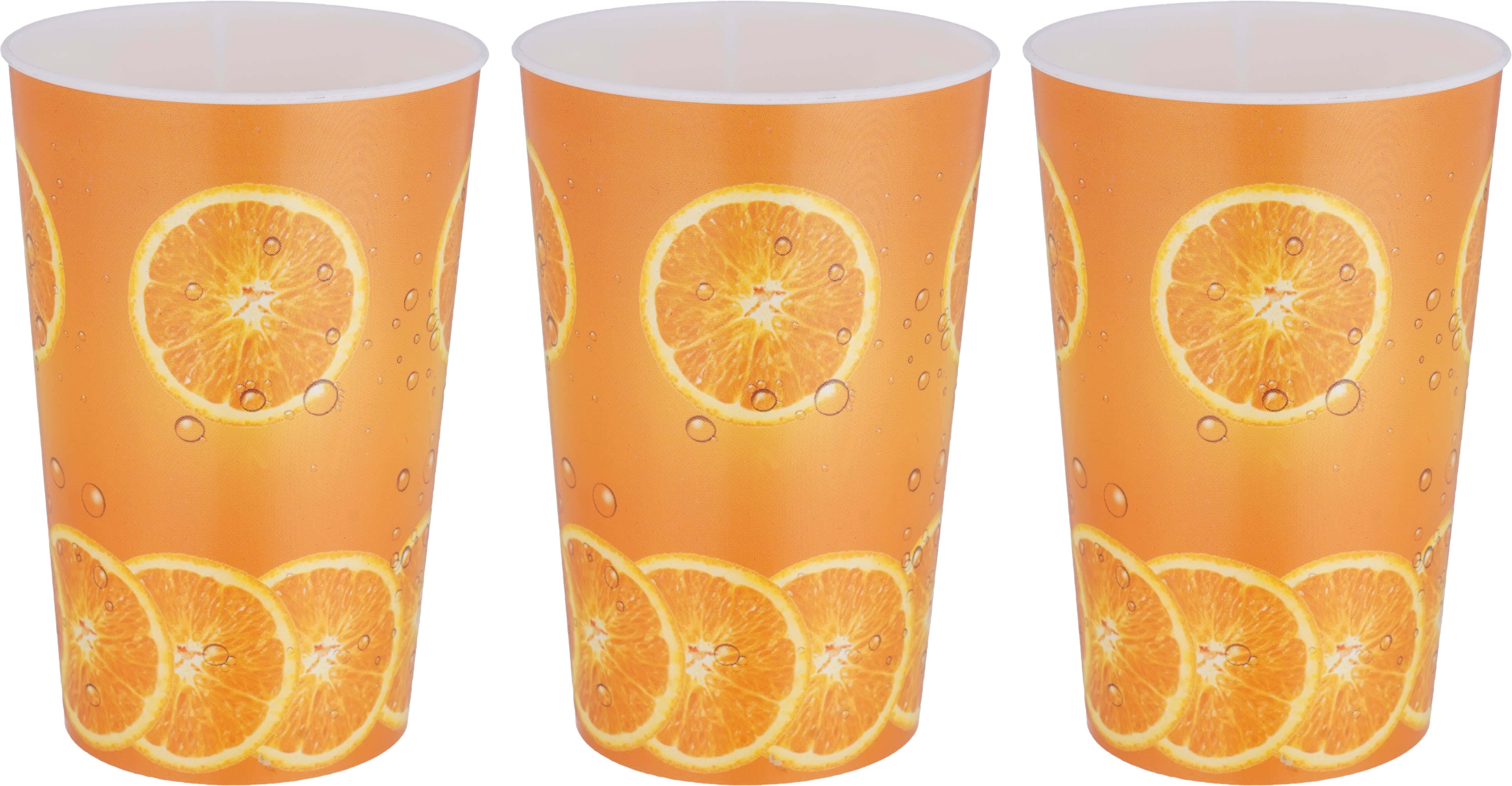 Bassiouny Plast Plastic Cups Set, Ramadan Shaped, 3 Pieces, 250 ml - Orange