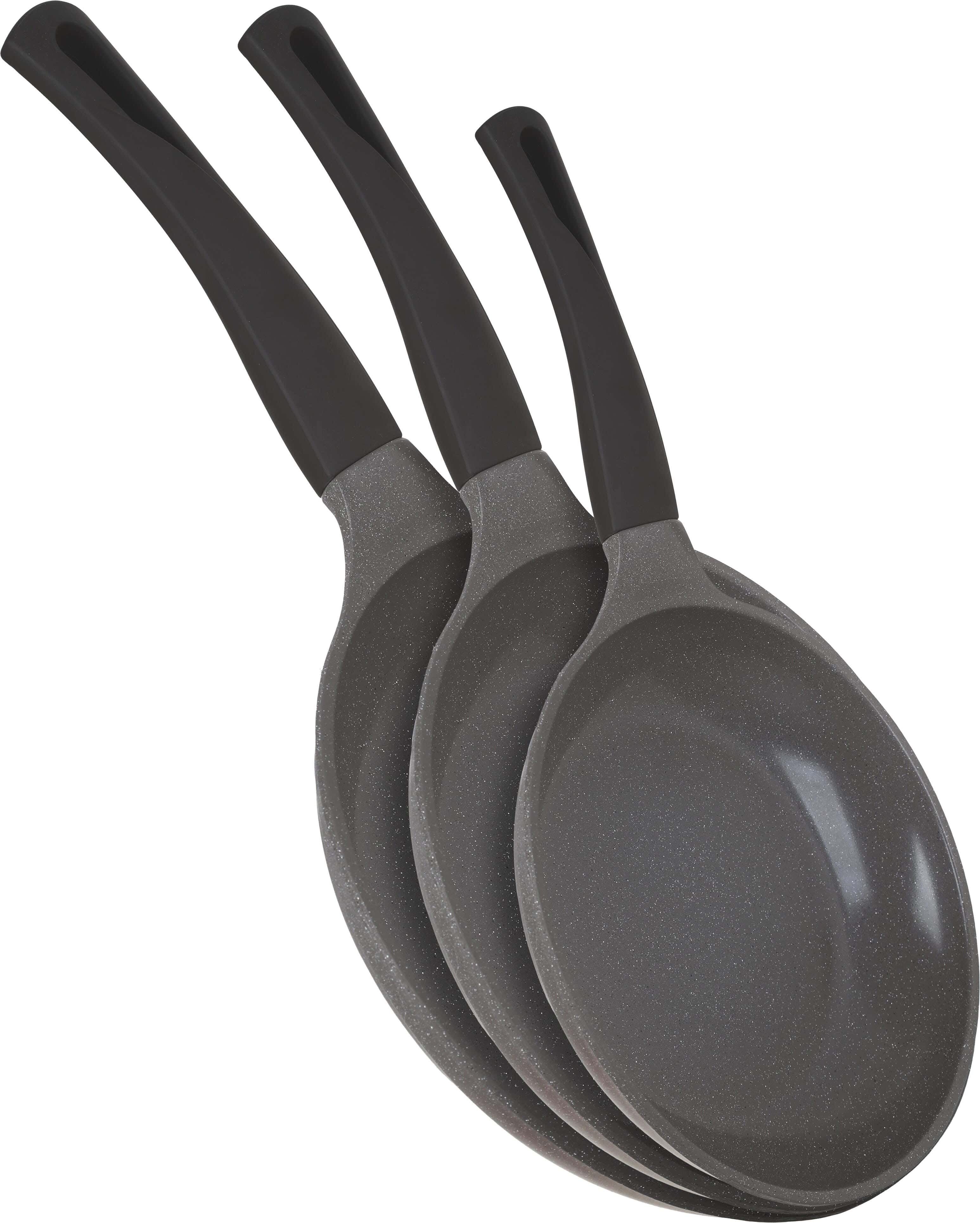 Master Granite Frying Pan Set, Bakalite Handle, 3 Pieces - Coffee