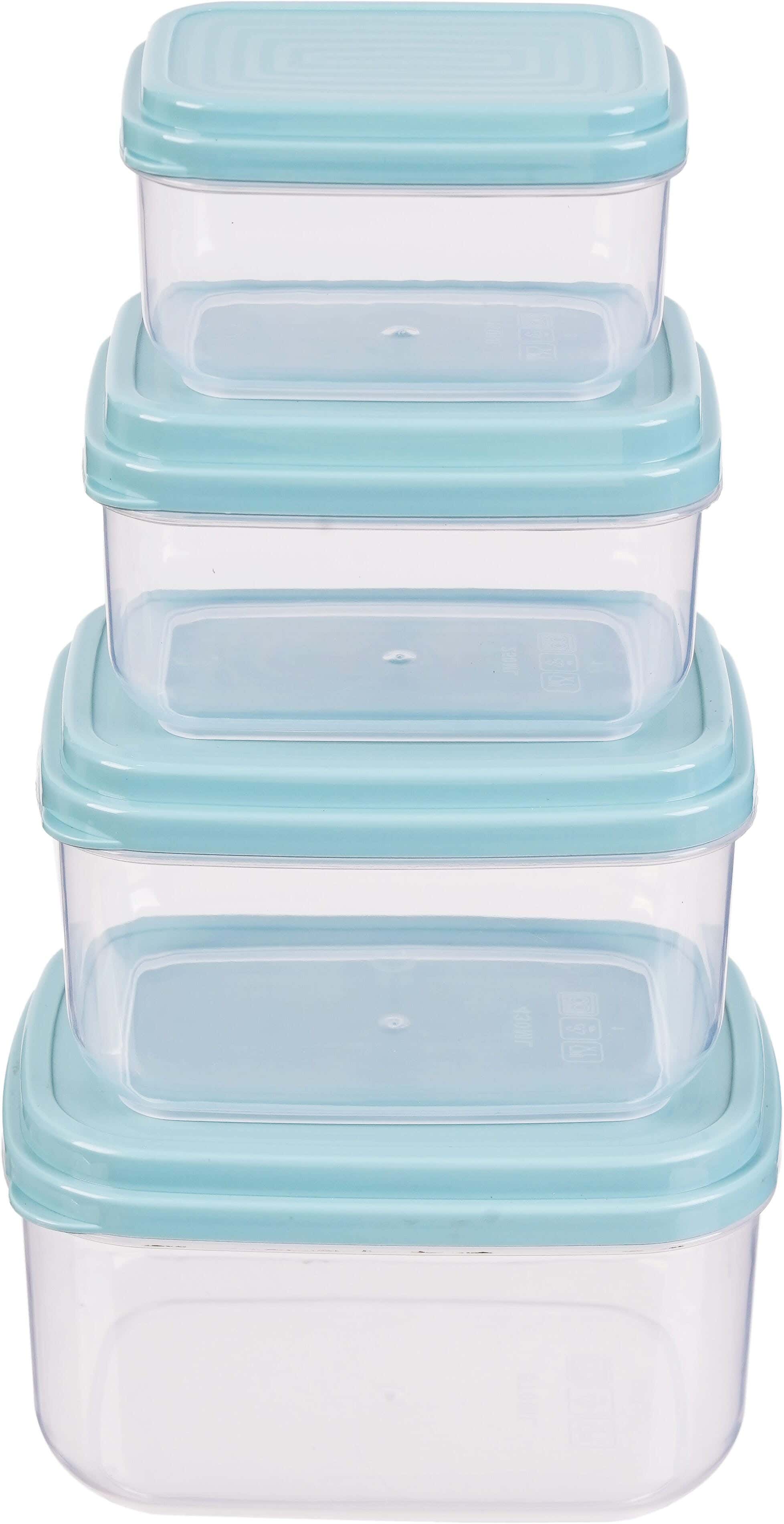 Al Wataneya Rectangular Plastic Refrigerator Box Set, 4 Pieces - Clear Turquoise