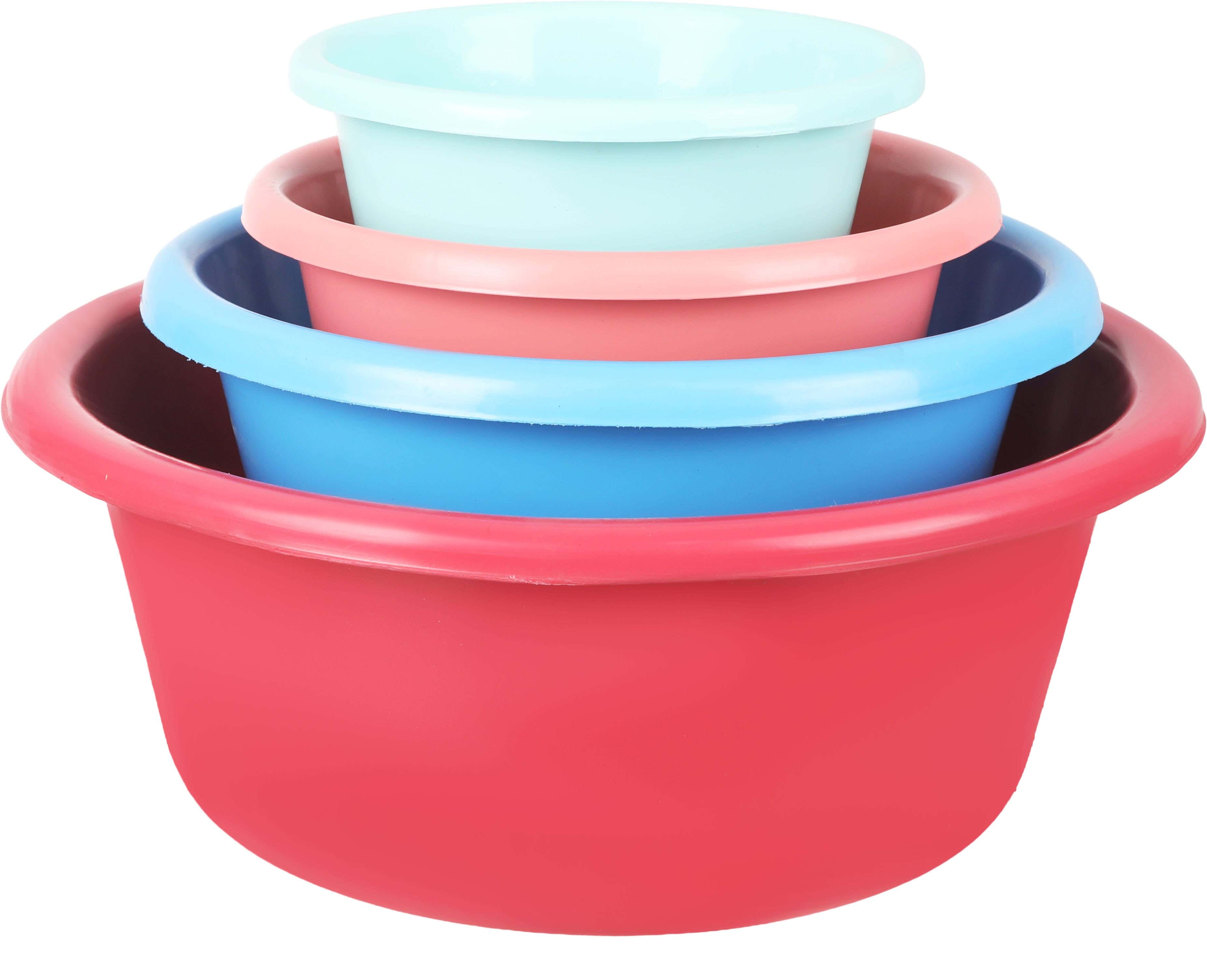 EL Hoda Plastic Round Washing Dish Set, 4 Pieces - Multicolor