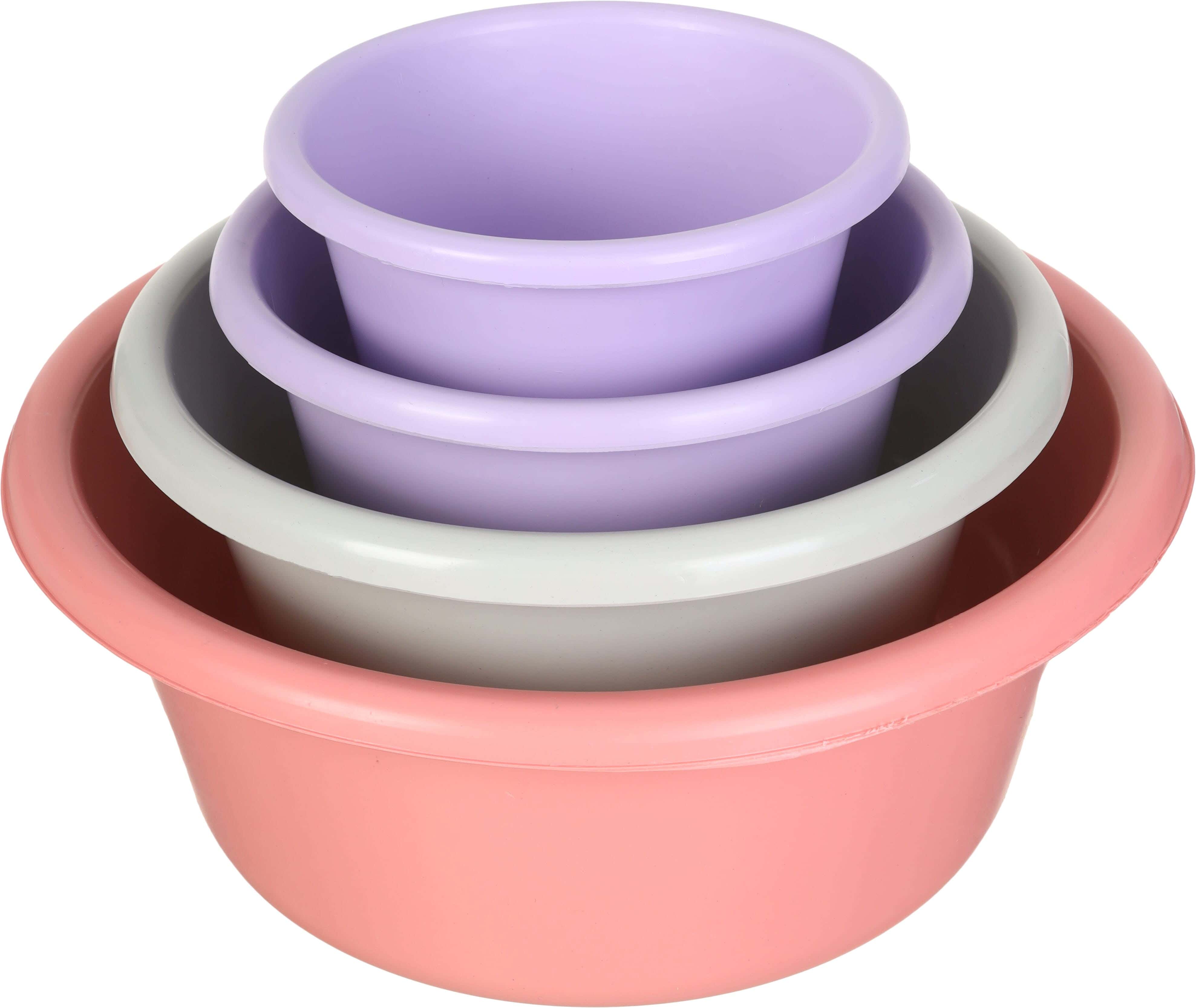 EL Hoda Plastic Round Washing Dish Set, 4 Pieces - Multicolor