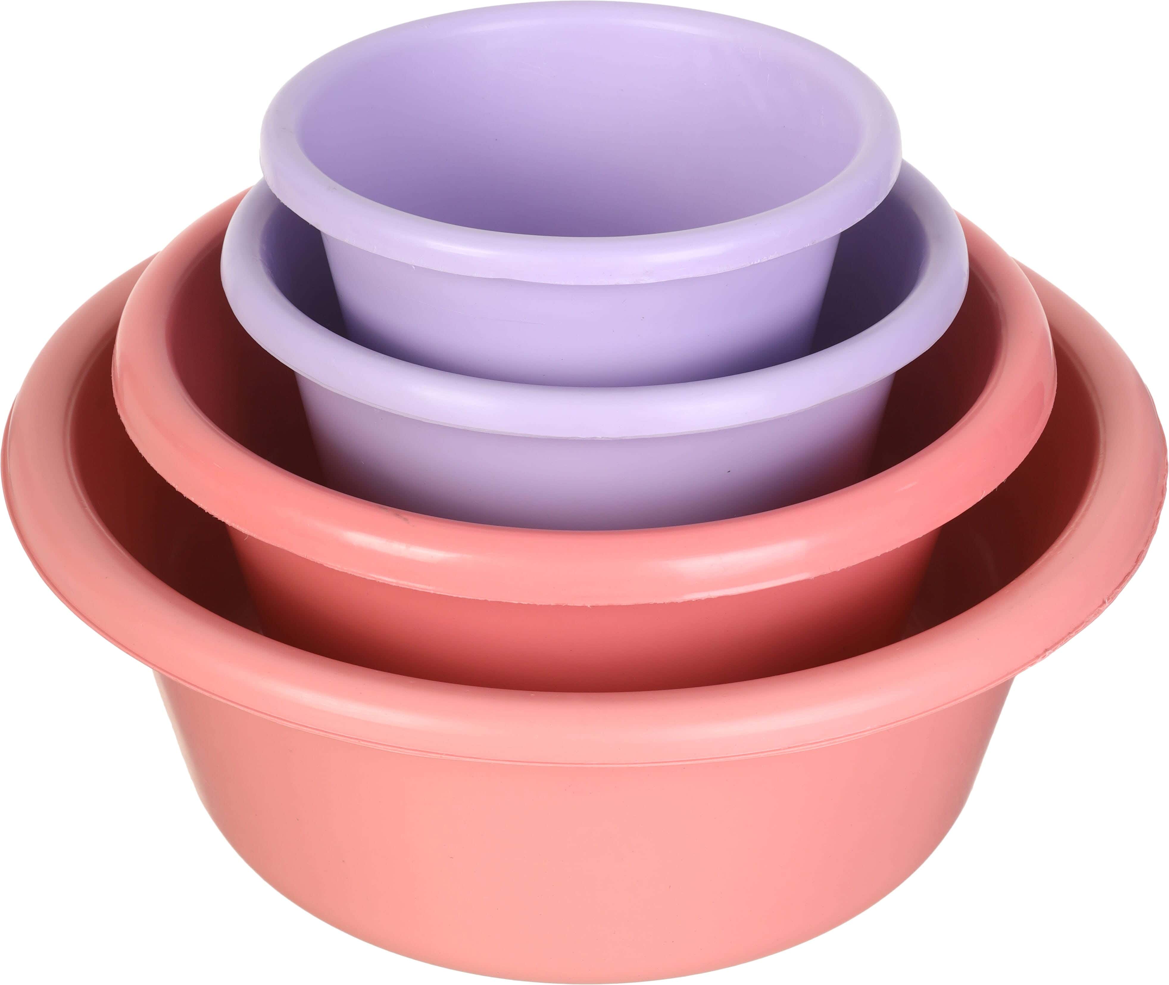 EL Hoda Plastic Round Washing Dish Set, 4 Pieces - Multicolor