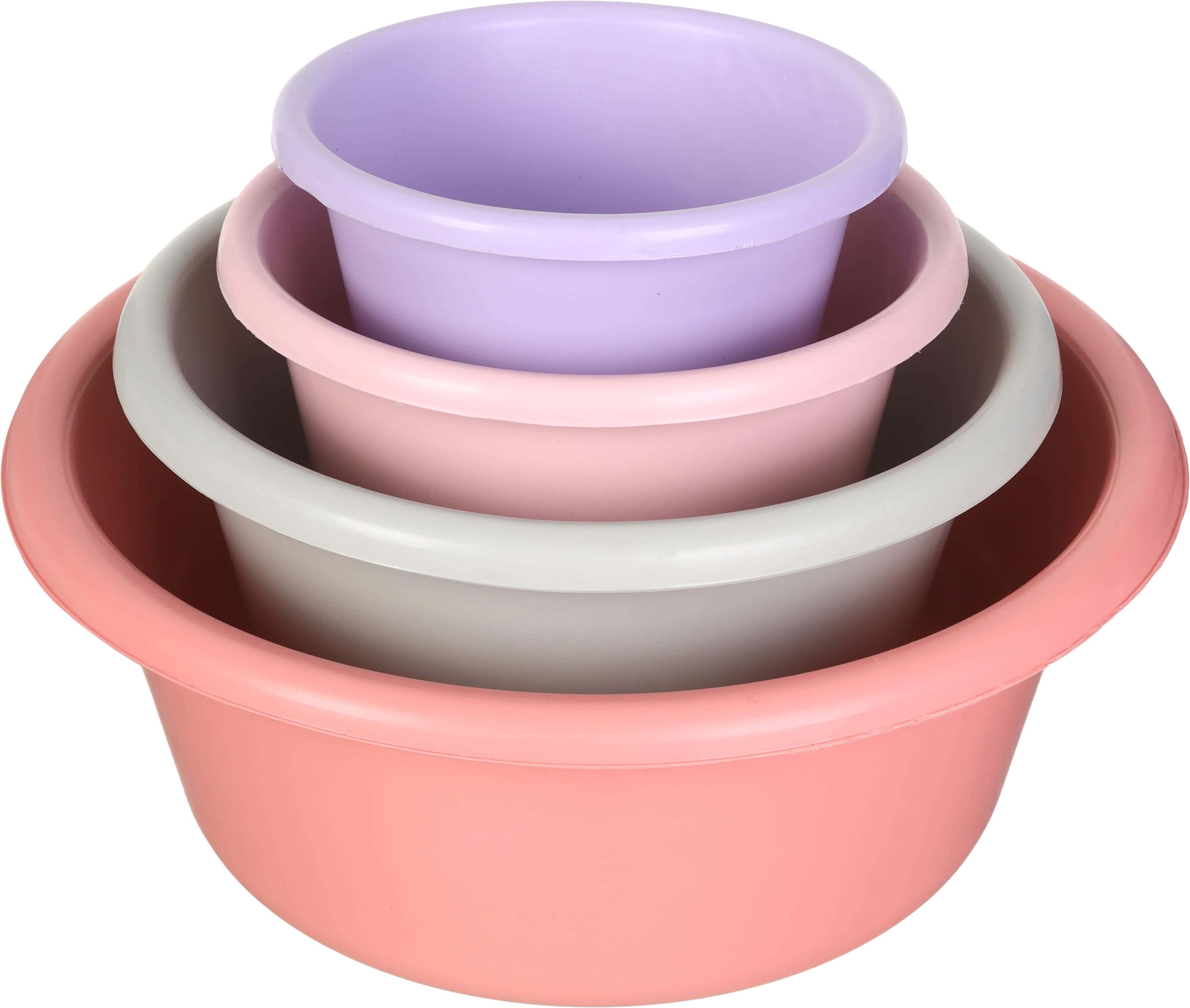 EL Hoda Plastic Round Washing Dish Set, 4 Pieces - Multicolor