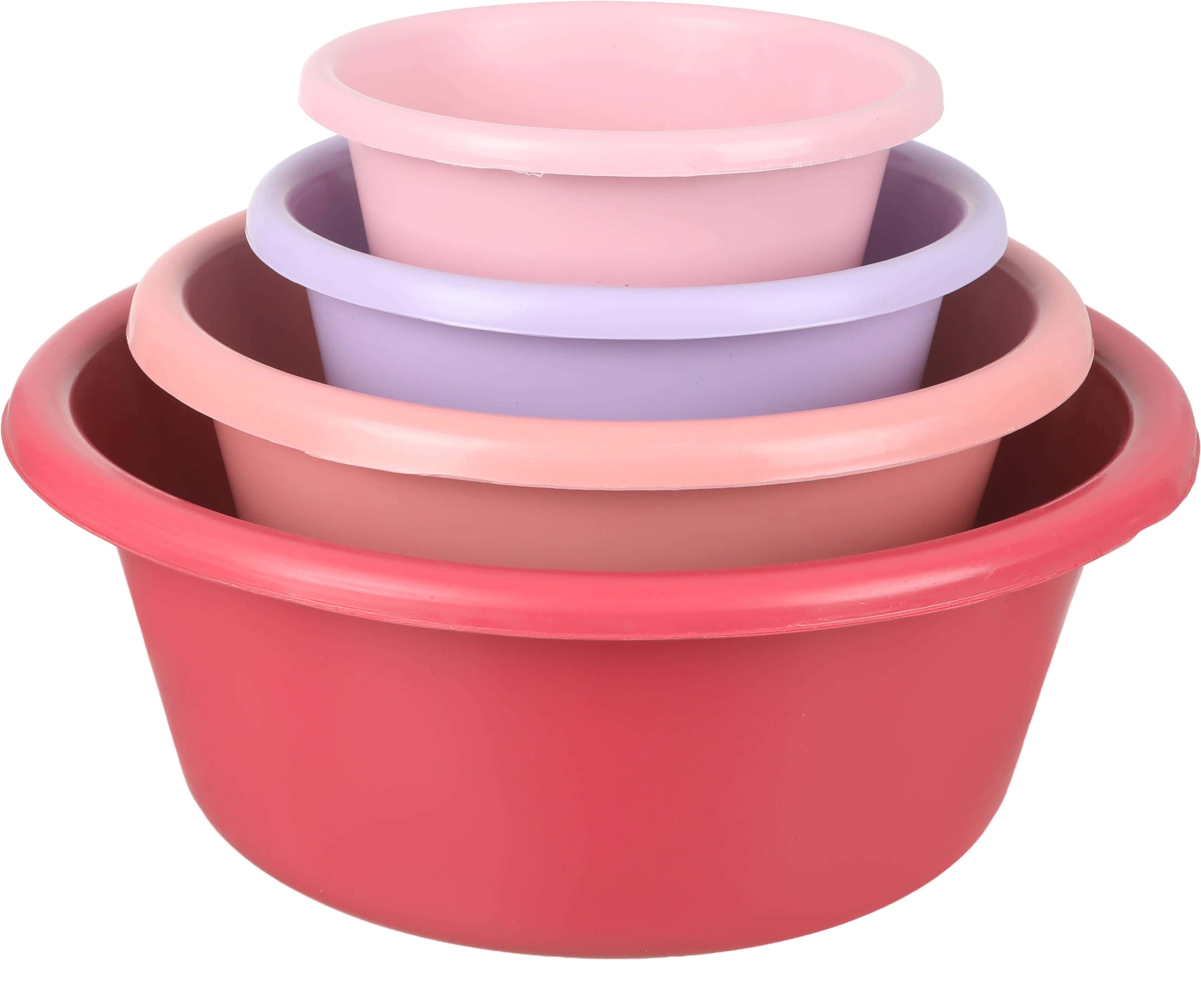 EL Hoda Plastic Round Washing Dish Set, 4 Pieces - Multicolor