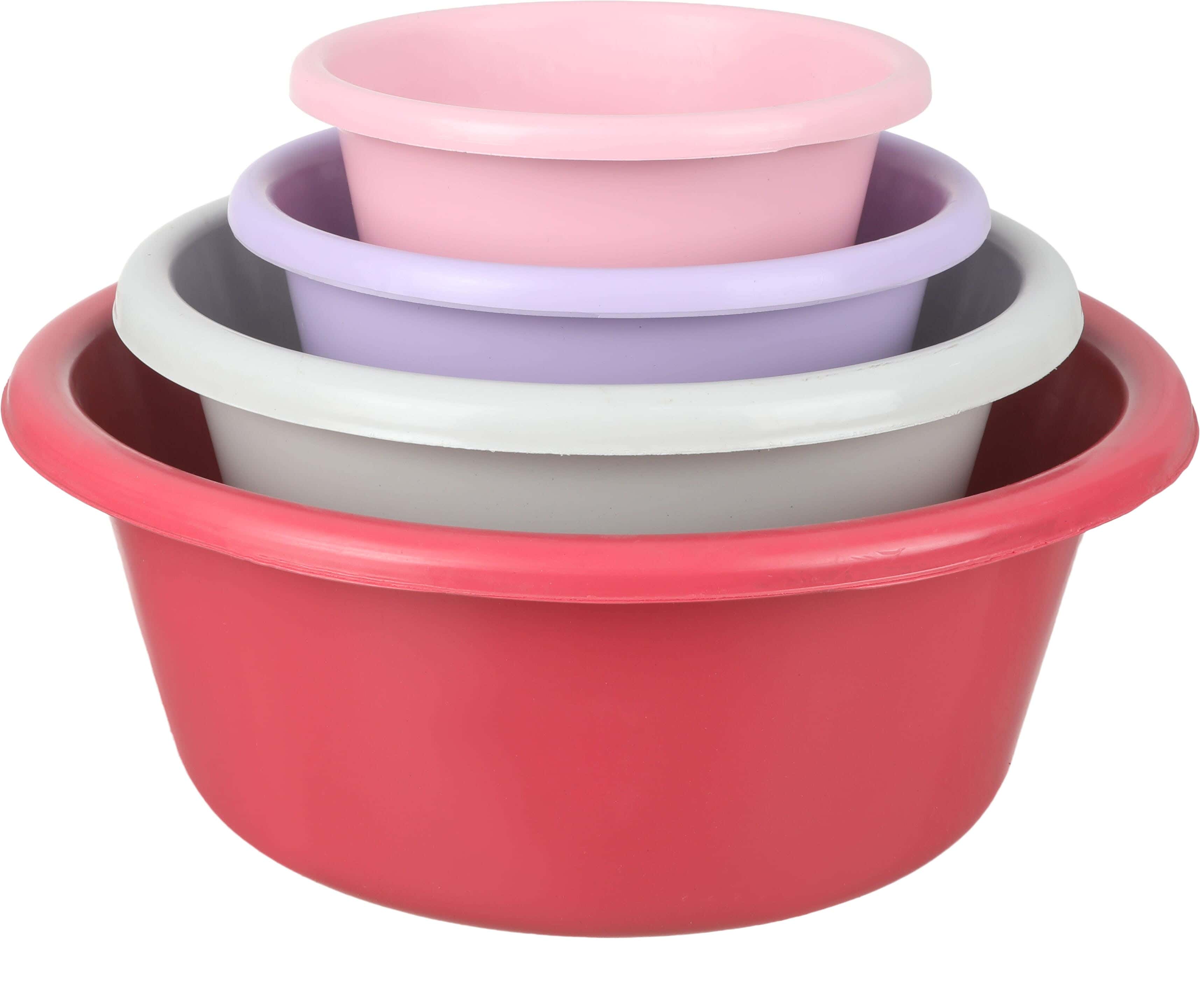 EL Hoda Plastic Round Washing Dish Set, 4 Pieces - Multicolor
