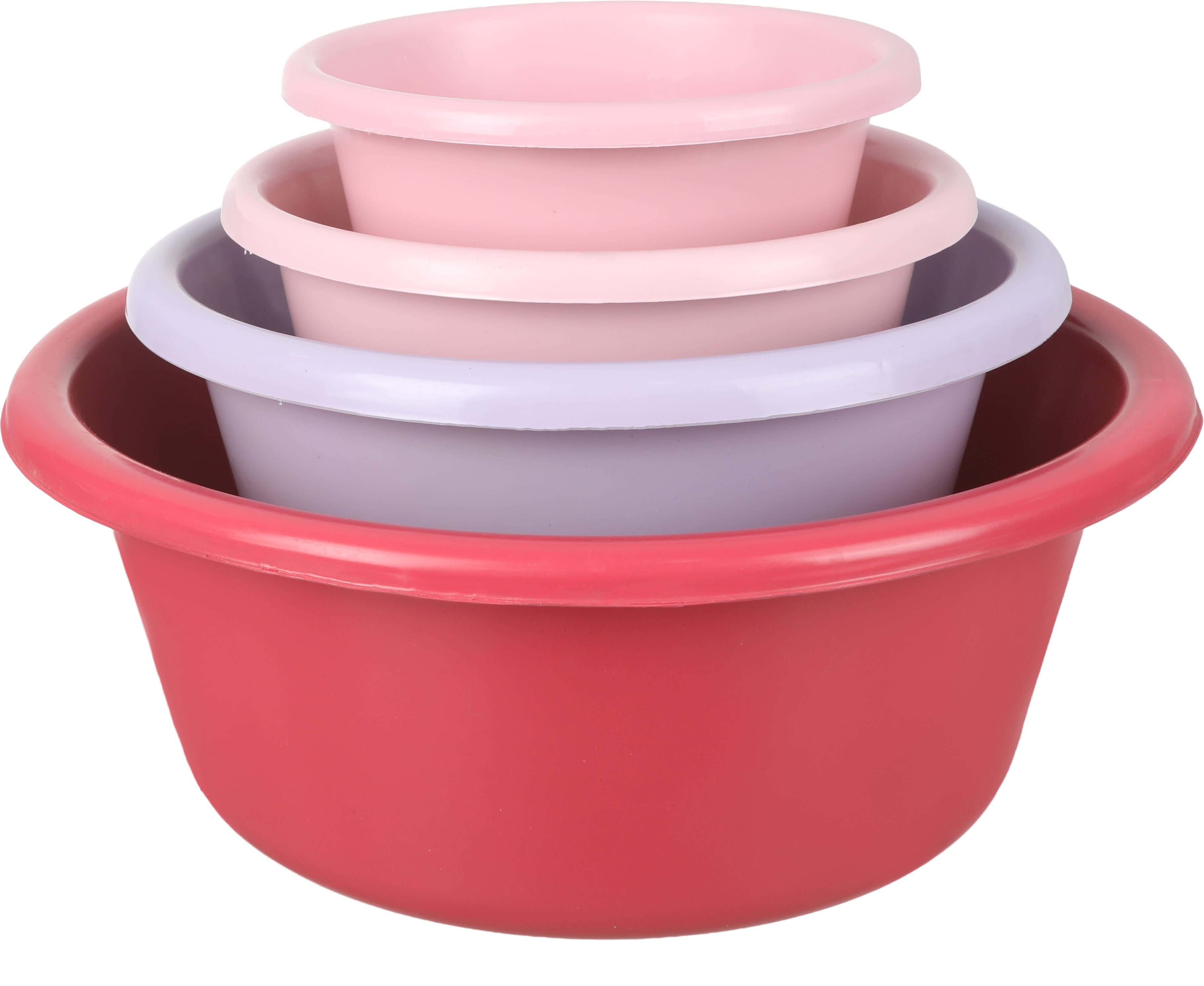 EL Hoda Plastic Round Washing Dish Set, 4 Pieces - Multicolor