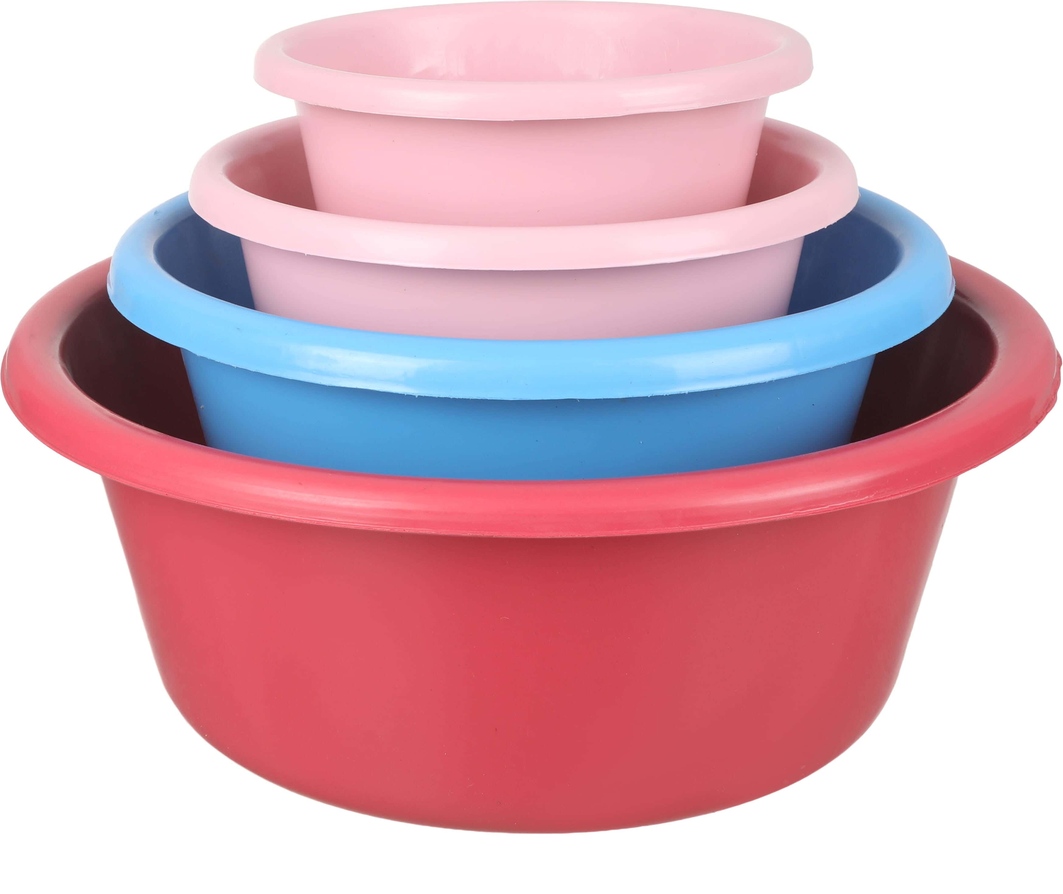 EL Hoda Plastic Round Washing Dish Set, 4 Pieces - Multicolor