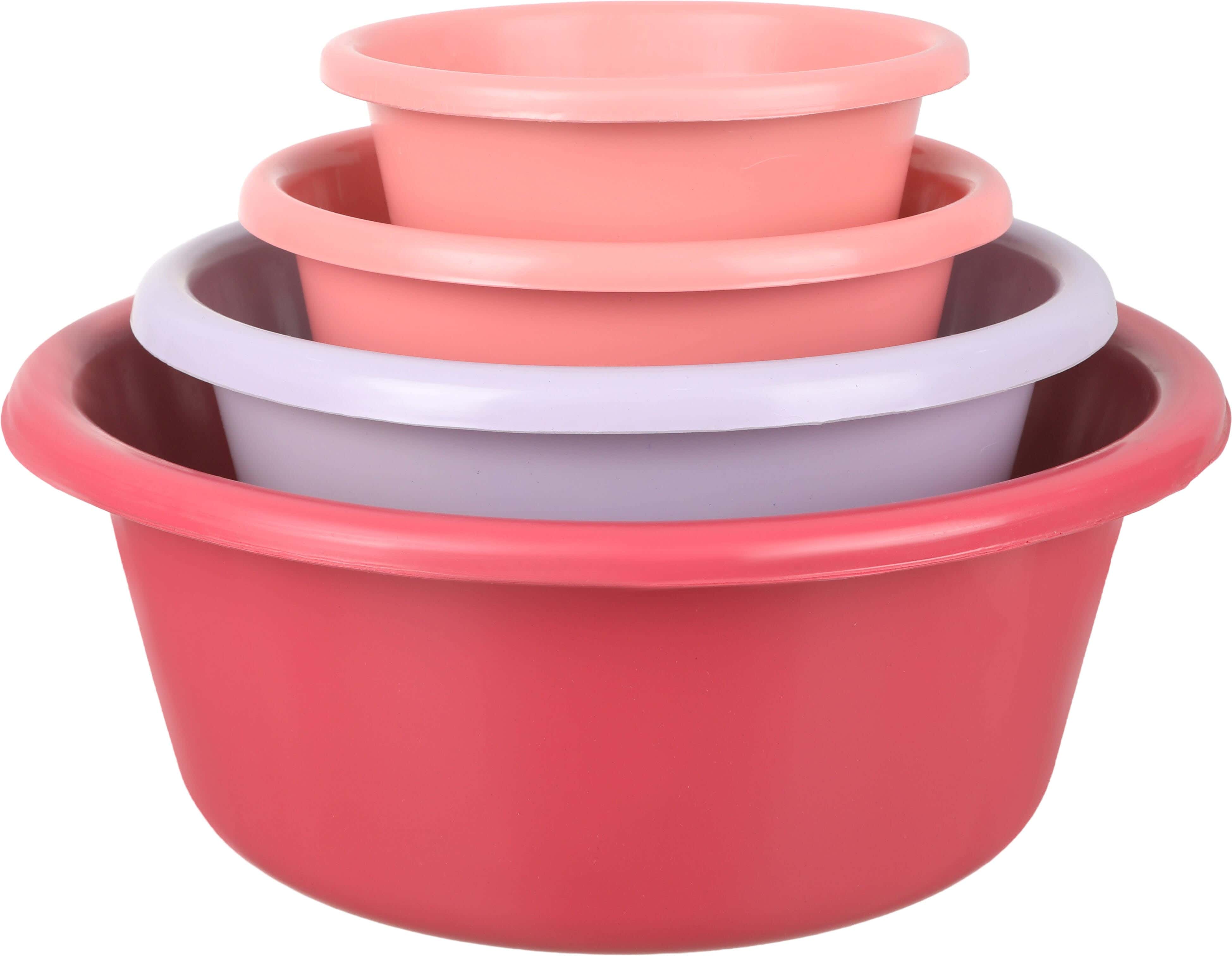 EL Hoda Plastic Round Washing Dish Set, 4 Pieces - Multicolor