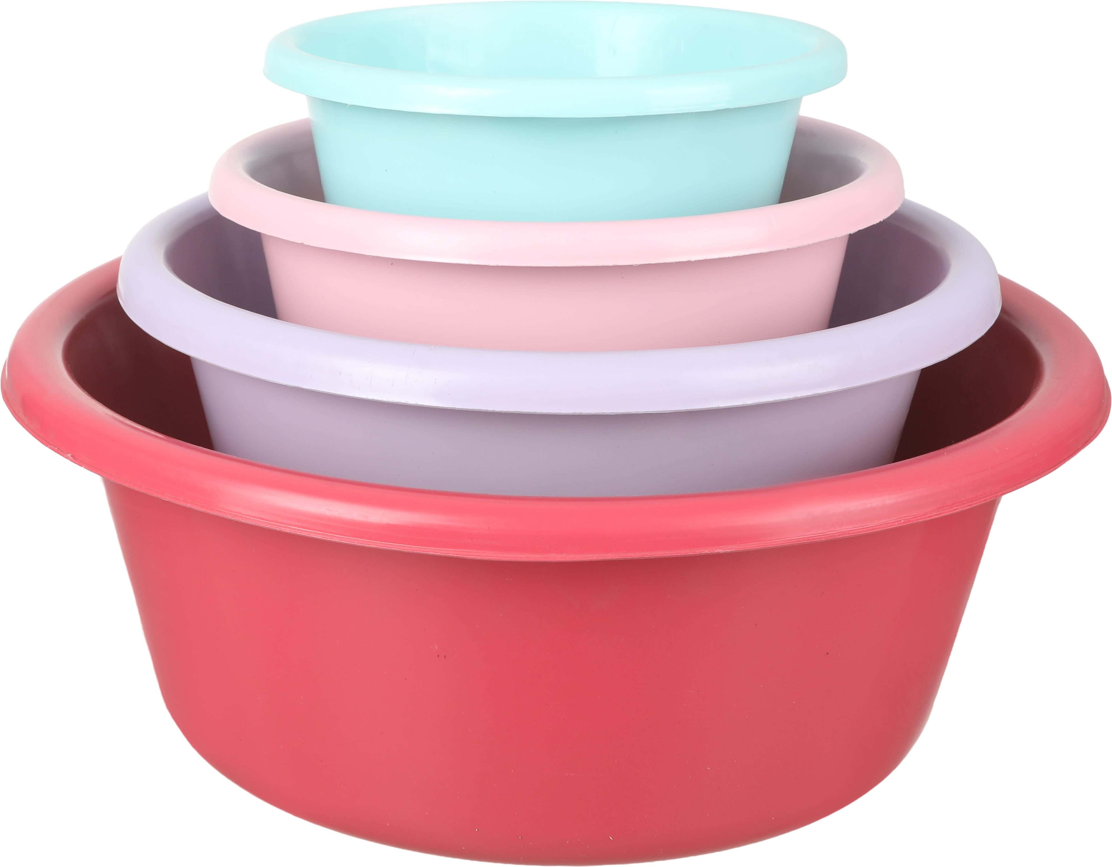 EL Hoda Plastic Round Washing Dish Set, 4 Pieces - Multicolor