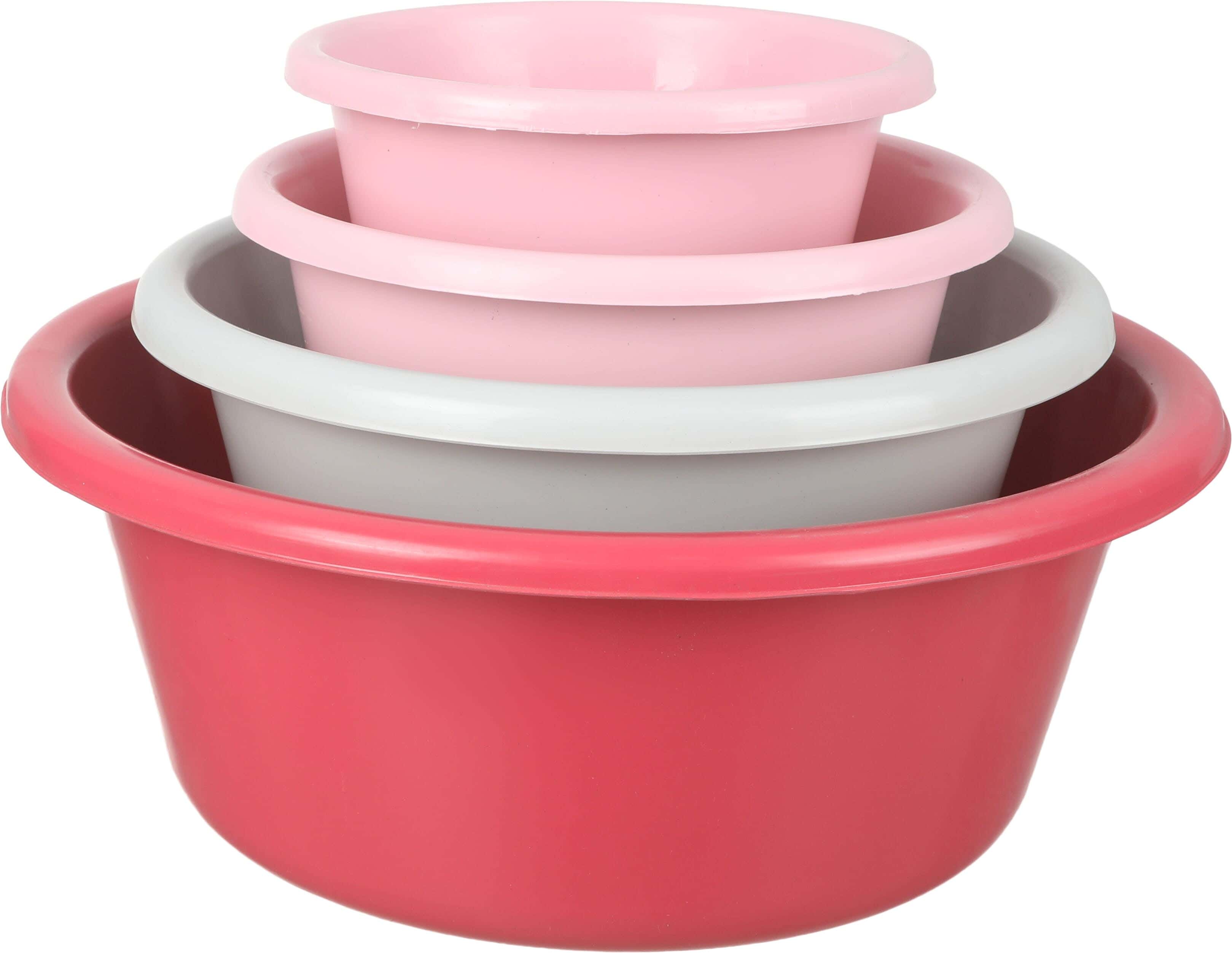 EL Hoda Plastic Round Washing Dish Set, 4 Pieces - Multicolor