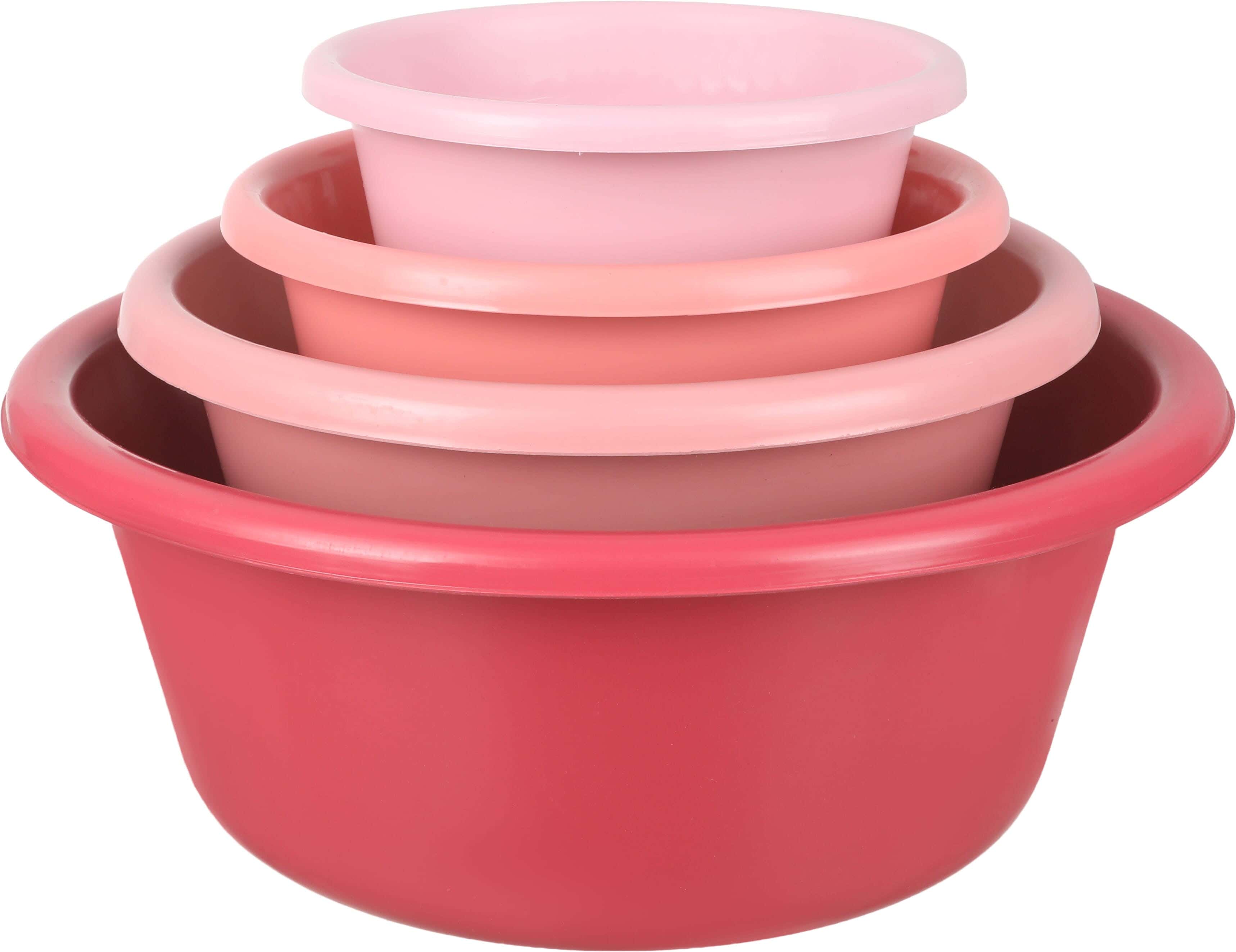 EL Hoda Plastic Round Washing Dish Set, 4 Pieces - Multicolor