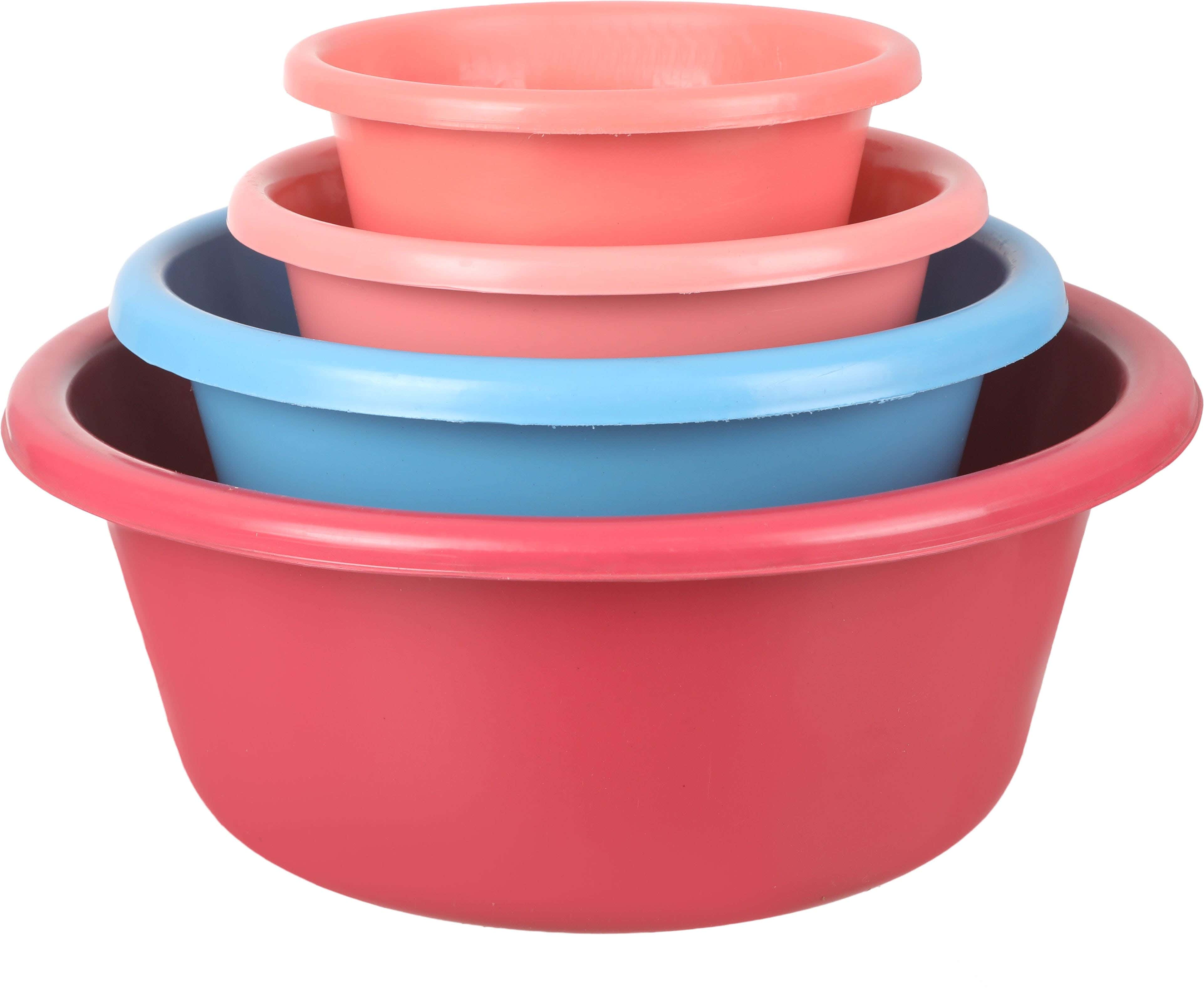 EL Hoda Plastic Round Washing Dish Set, 4 Pieces - Multicolor
