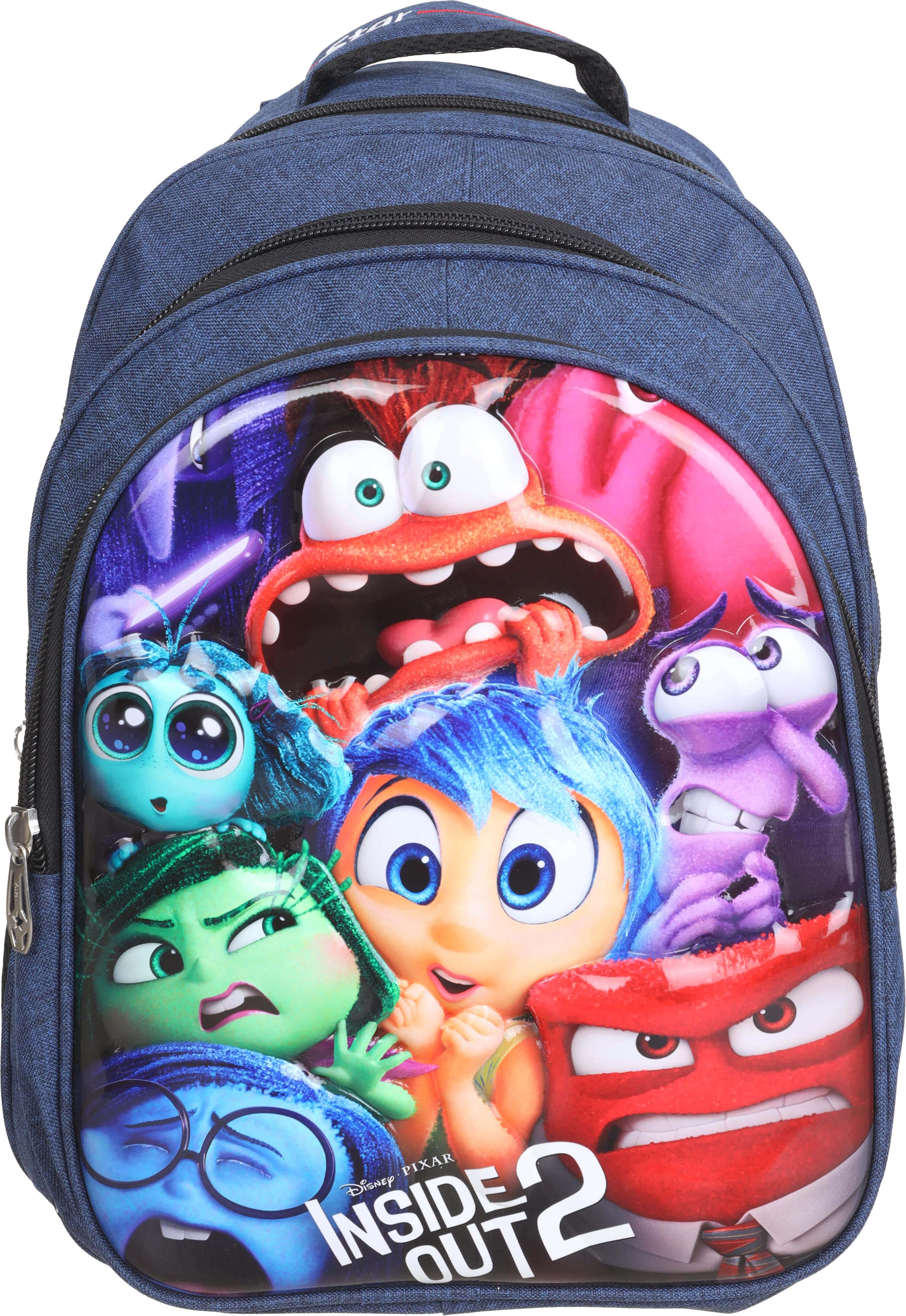 Star Fabric School Backpack for Girls, 42×29 cm, 3 Zippers - Multicolor