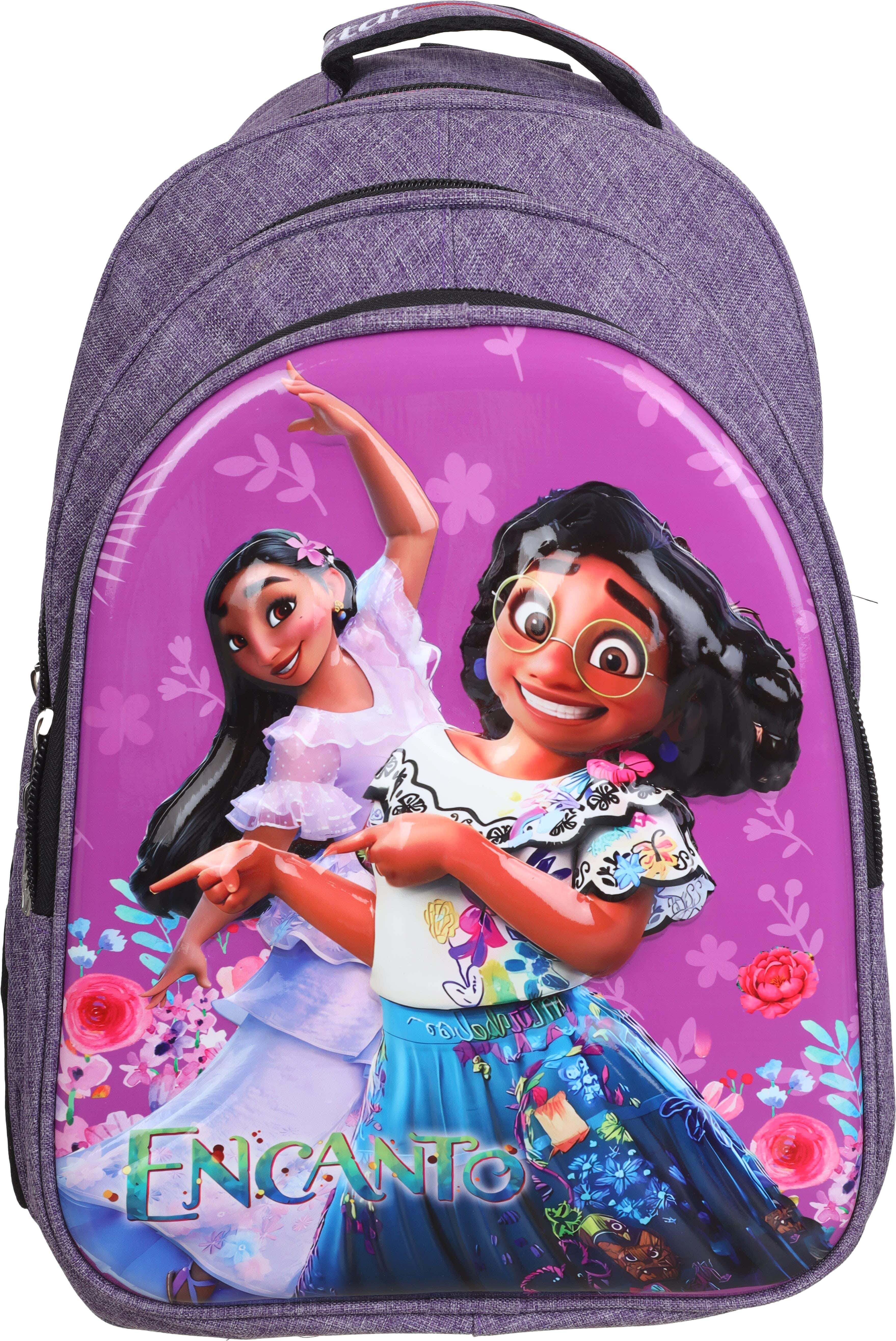 Star Fabric School Backpack for Girls, 42×29 cm, 3 Zippers - Multicolor